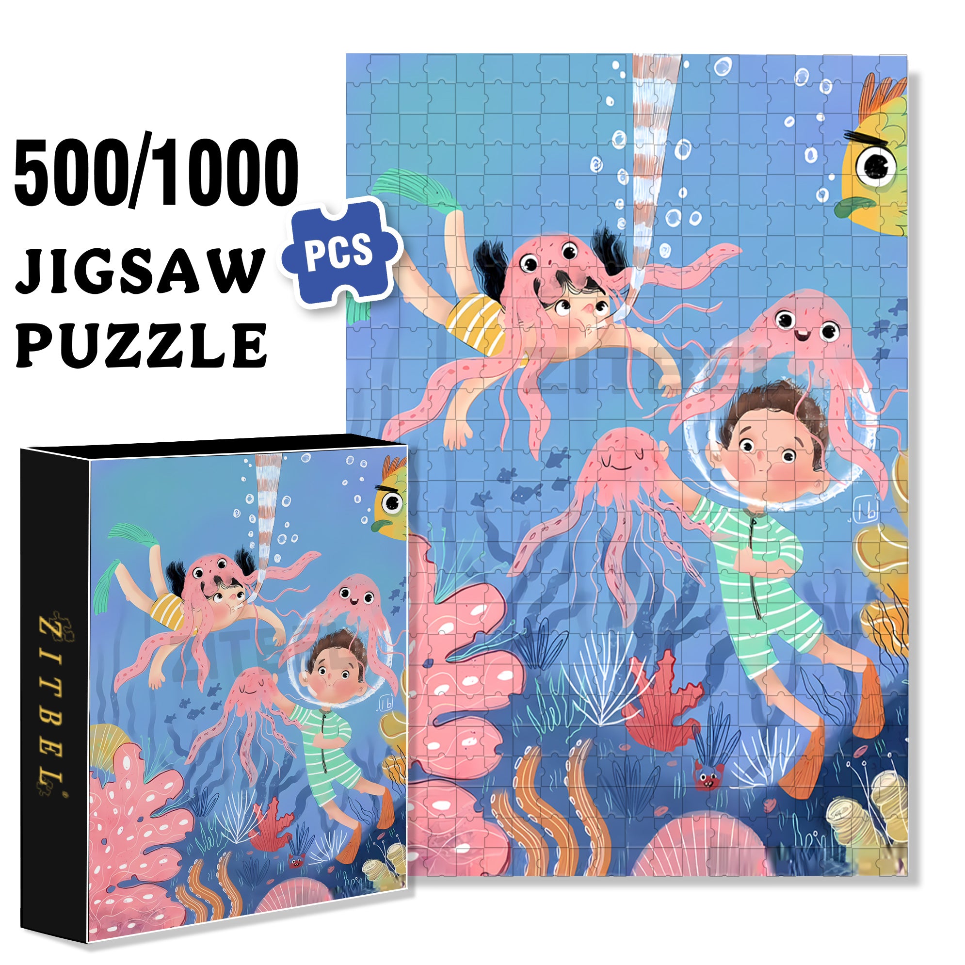 Octopus 500pcs/1000pcs Jigsaw Puzzle, Scratch-Resistant, Interactive Family Game & Brain-Boosting DIY Decor, Perfect for Halloween, Christmas & New Year Gifts, Family Puzzle Game