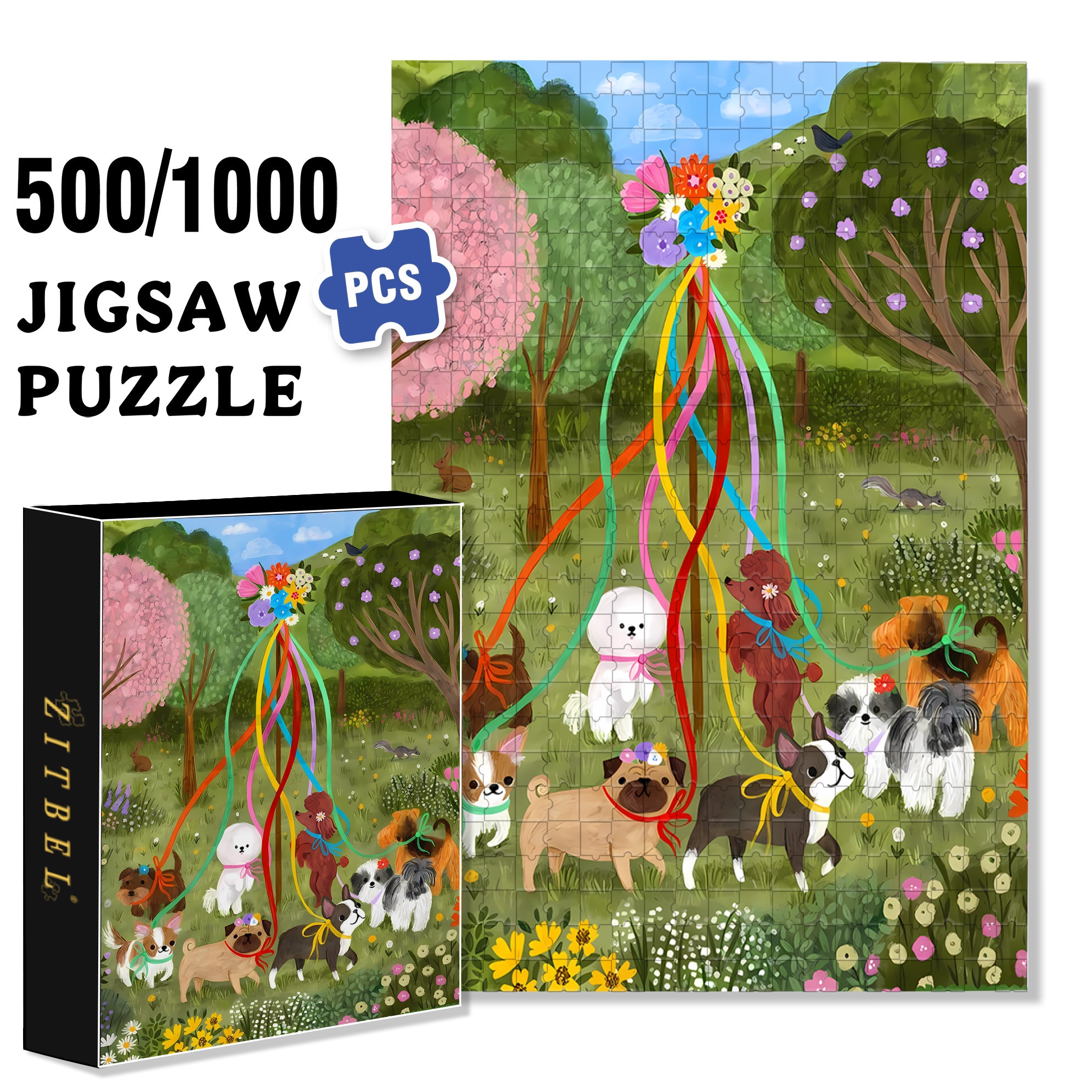 Partytime 500pcs/1000pcs Jigsaw Puzzle, Scratch-Resistant, Interactive Family Game & Brain-Boosting DIY Decor, Perfect for Halloween, Christmas & New Year Gifts, Family Puzzle Game