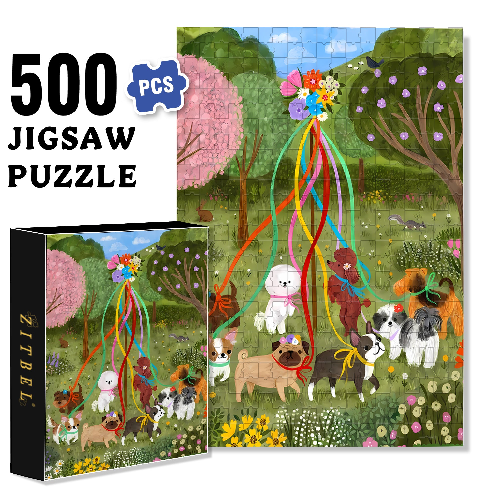 Partytime 500pcs/1000pcs Jigsaw Puzzle, Scratch-Resistant, Interactive Family Game & Brain-Boosting DIY Decor, Perfect for Halloween, Christmas & New Year Gifts, Family Puzzle Game