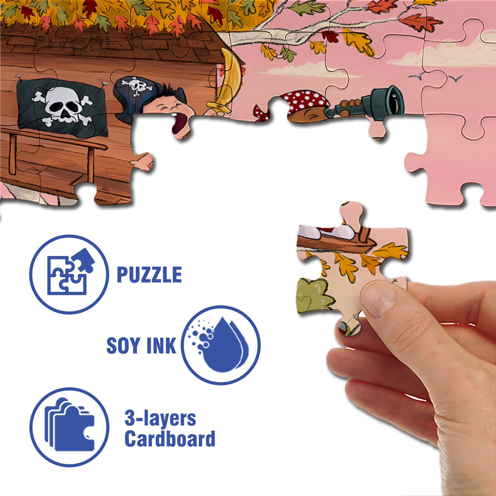 Pirate Play 500pcs/1000pcs Jigsaw Puzzle, Scratch-Resistant, Interactive Family Game & Brain-Boosting DIY Decor, Perfect for Halloween, Christmas & New Year Gifts, Family Puzzle Game