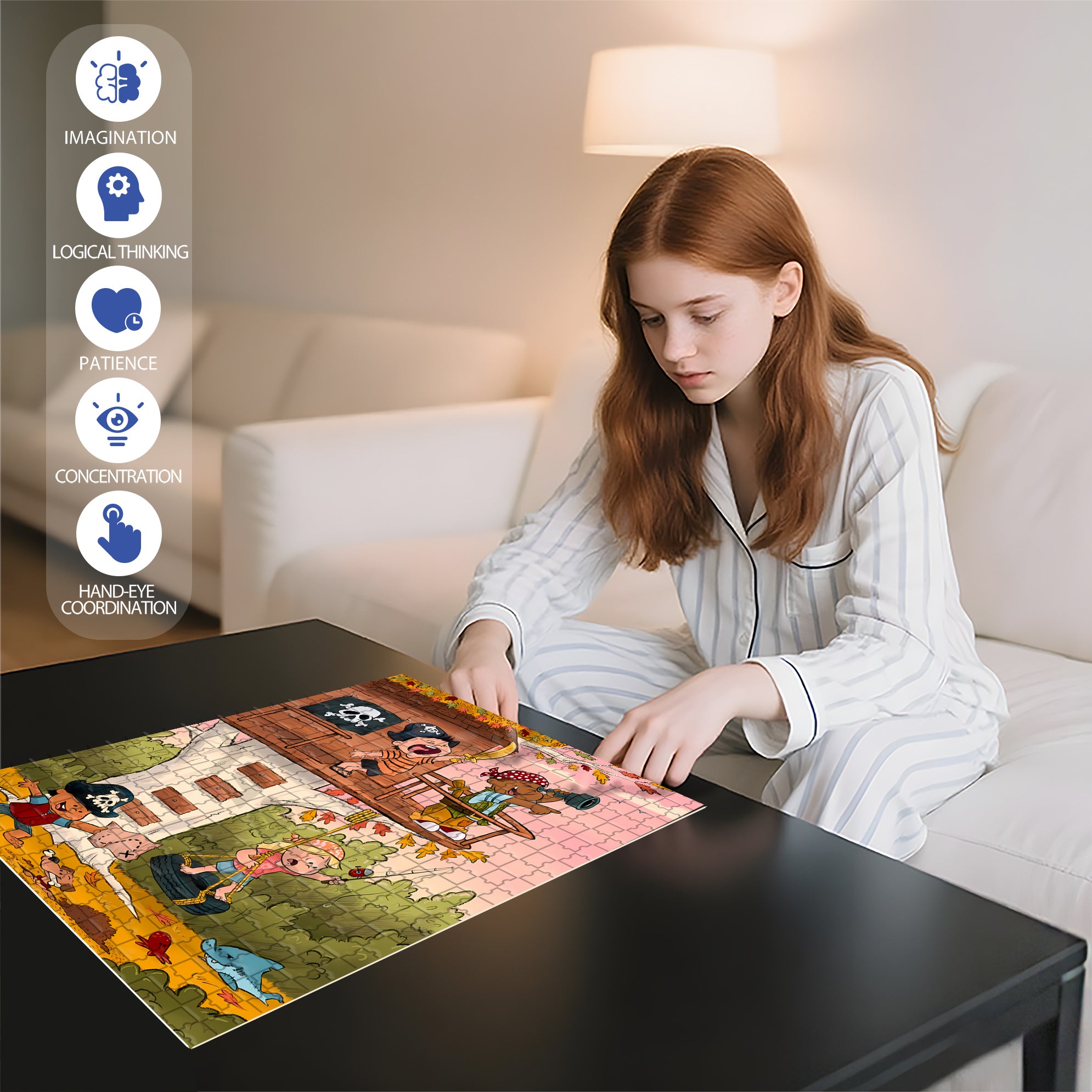 Pirate Play 500pcs/1000pcs Jigsaw Puzzle, Scratch-Resistant, Interactive Family Game & Brain-Boosting DIY Decor, Perfect for Halloween, Christmas & New Year Gifts, Family Puzzle Game