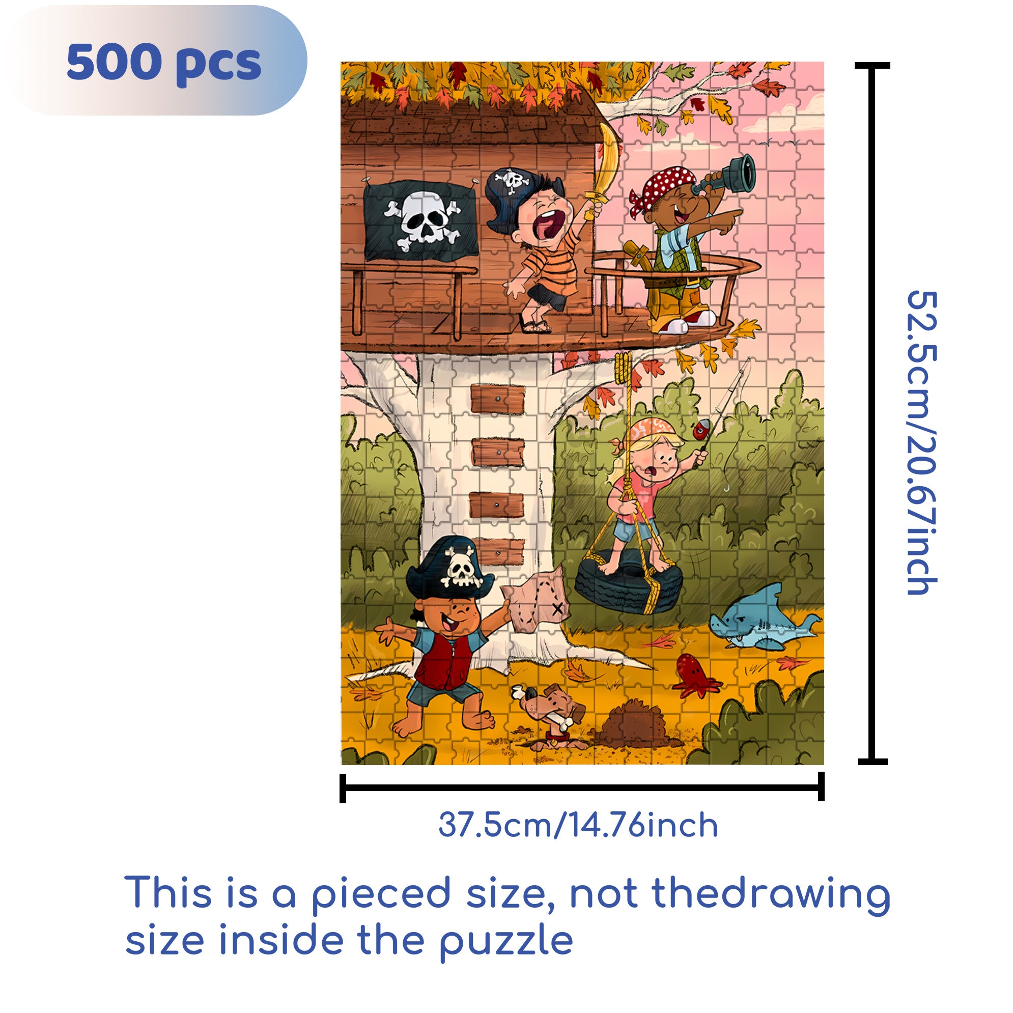 Pirate Play 500pcs/1000pcs Jigsaw Puzzle, Scratch-Resistant, Interactive Family Game & Brain-Boosting DIY Decor, Perfect for Halloween, Christmas & New Year Gifts, Family Puzzle Game