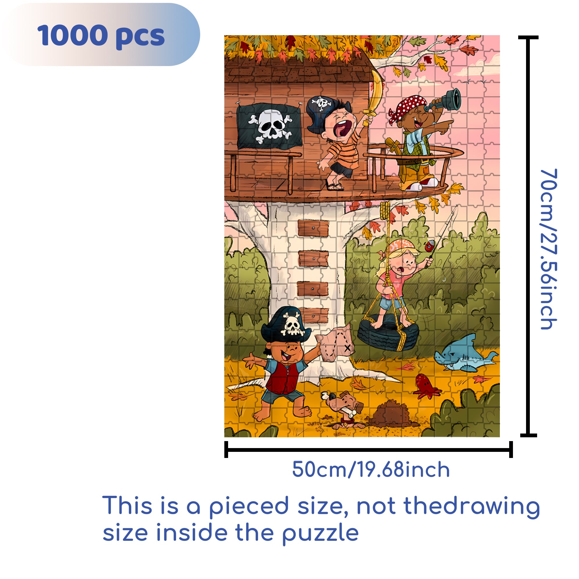 Pirate Play 500pcs/1000pcs Jigsaw Puzzle, Scratch-Resistant, Interactive Family Game & Brain-Boosting DIY Decor, Perfect for Halloween, Christmas & New Year Gifts, Family Puzzle Game
