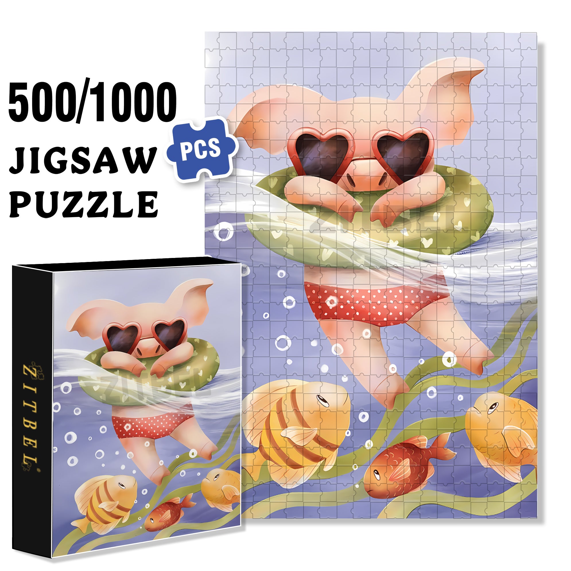 Sea Fun 500pcs/1000pcs Jigsaw Puzzle, Scratch-Resistant, Interactive Family Game & Brain-Boosting DIY Decor, Perfect for Halloween, Christmas & New Year Gifts, Family Puzzle Game