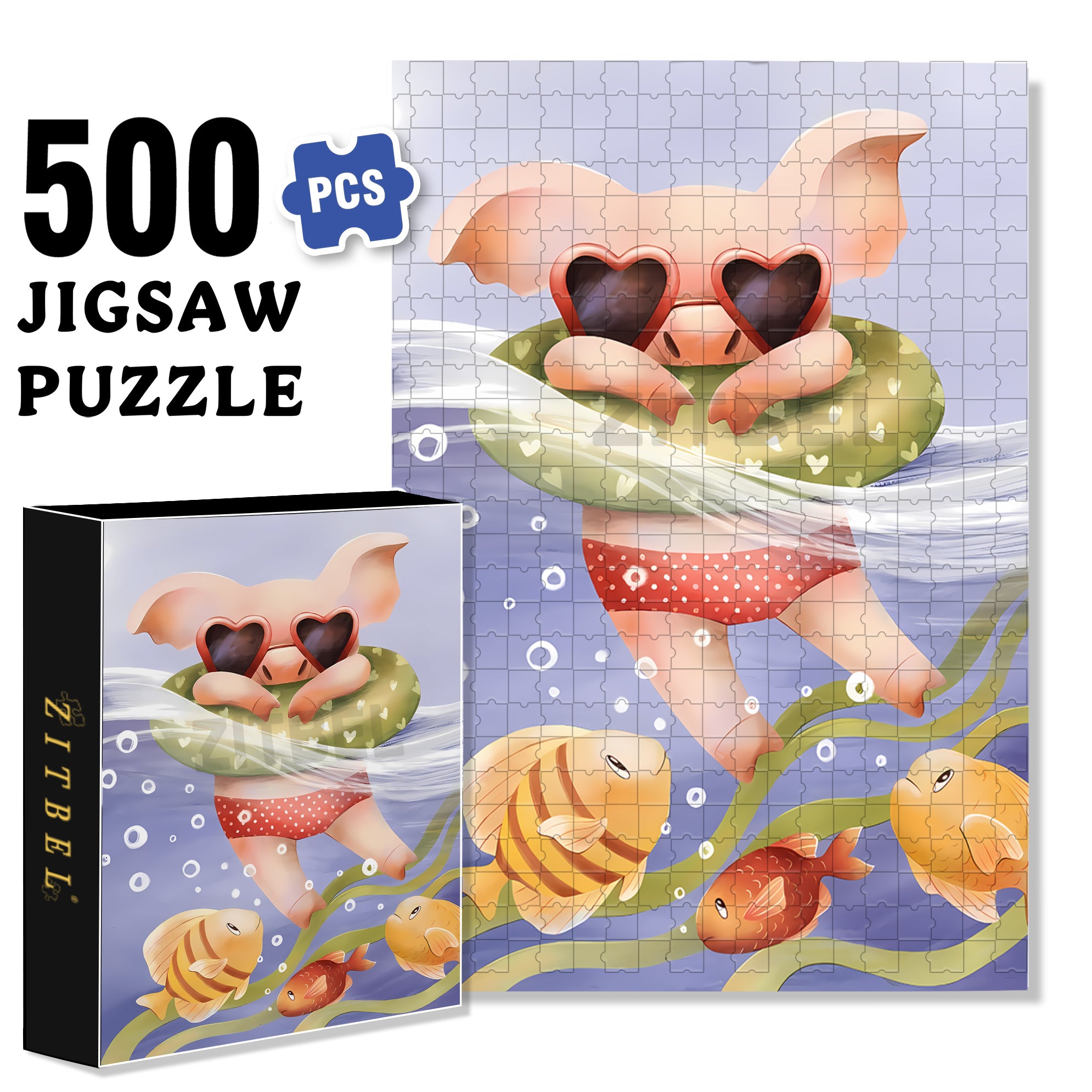 Sea Fun 500pcs/1000pcs Jigsaw Puzzle, Scratch-Resistant, Interactive Family Game & Brain-Boosting DIY Decor, Perfect for Halloween, Christmas & New Year Gifts, Family Puzzle Game