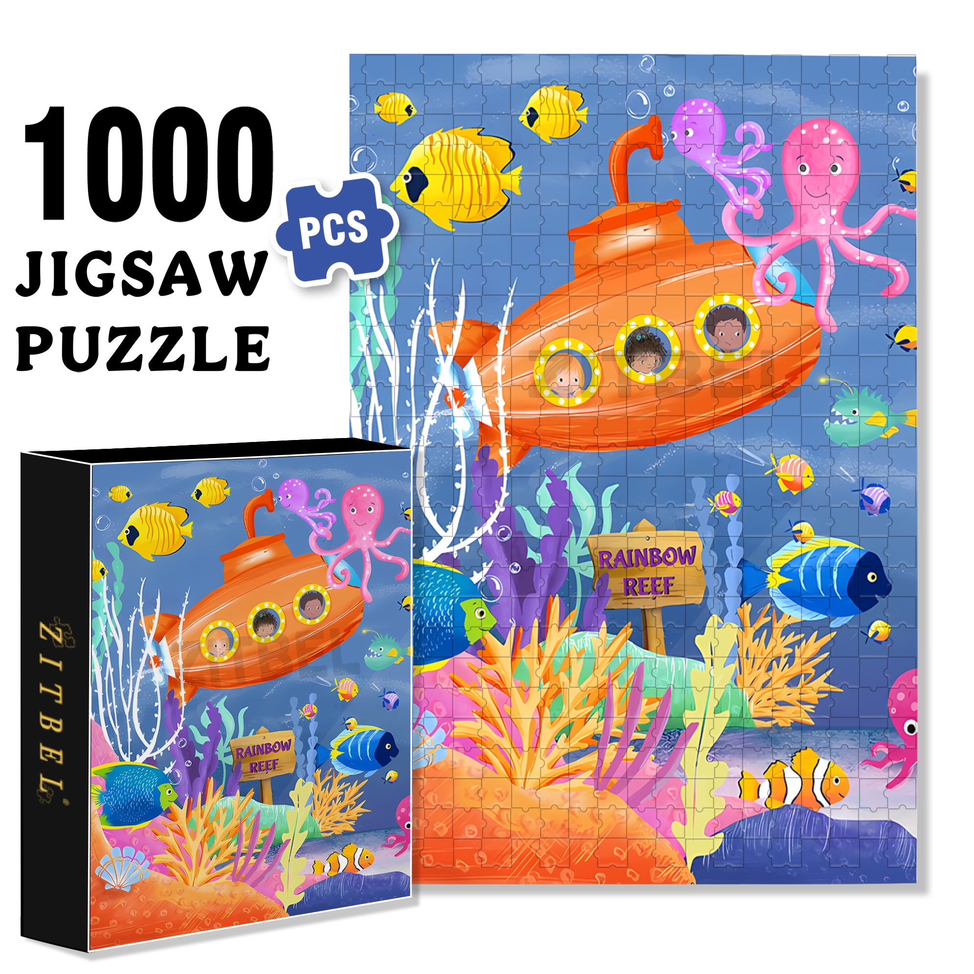 Sea Life 500pcs/1000pcs Jigsaw Puzzle, Scratch-Resistant, Interactive Family Game & Brain-Boosting DIY Decor, Perfect for Halloween, Christmas & New Year Gifts, Family Puzzle Game