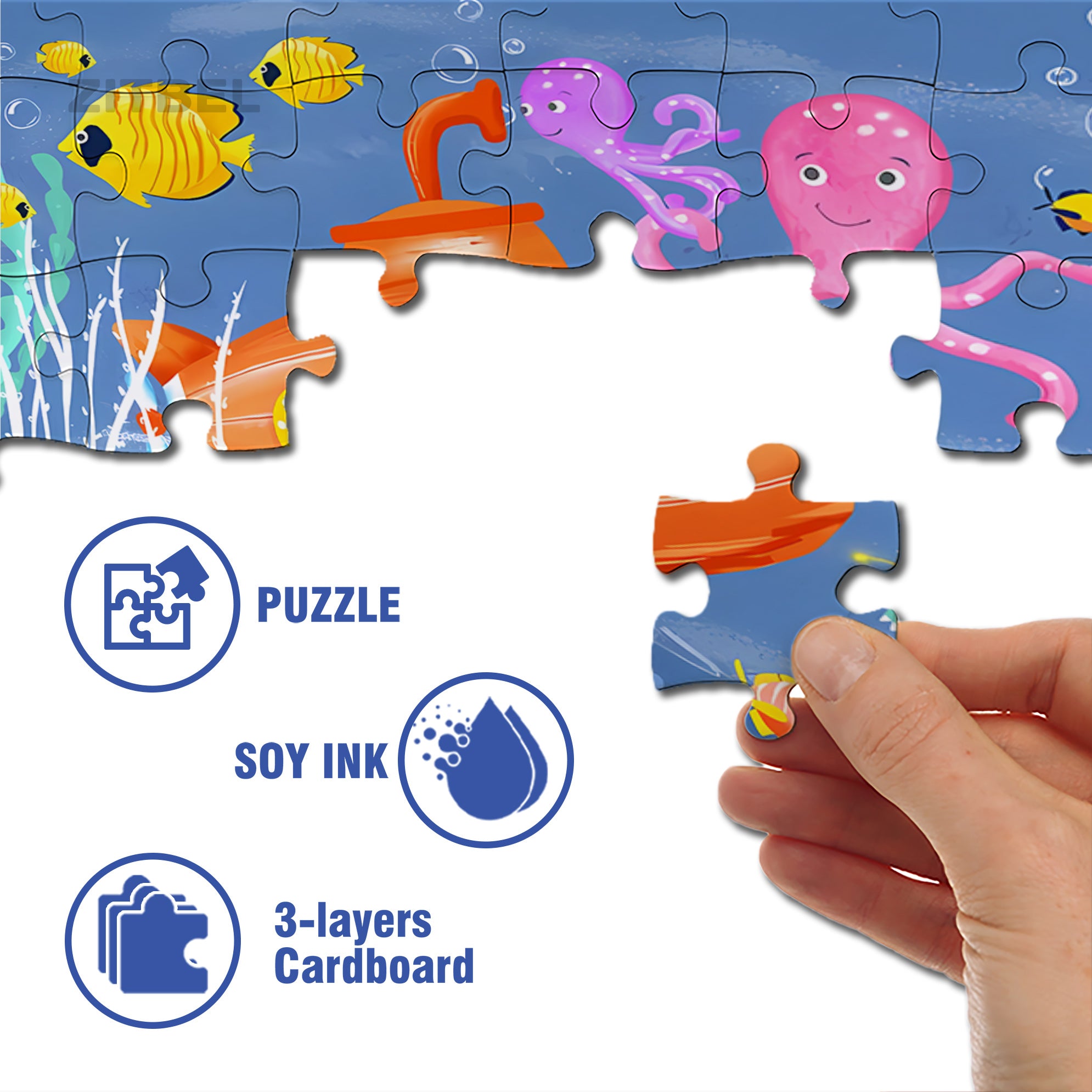 Sea Life 500pcs/1000pcs Jigsaw Puzzle, Scratch-Resistant, Interactive Family Game & Brain-Boosting DIY Decor, Perfect for Halloween, Christmas & New Year Gifts, Family Puzzle Game