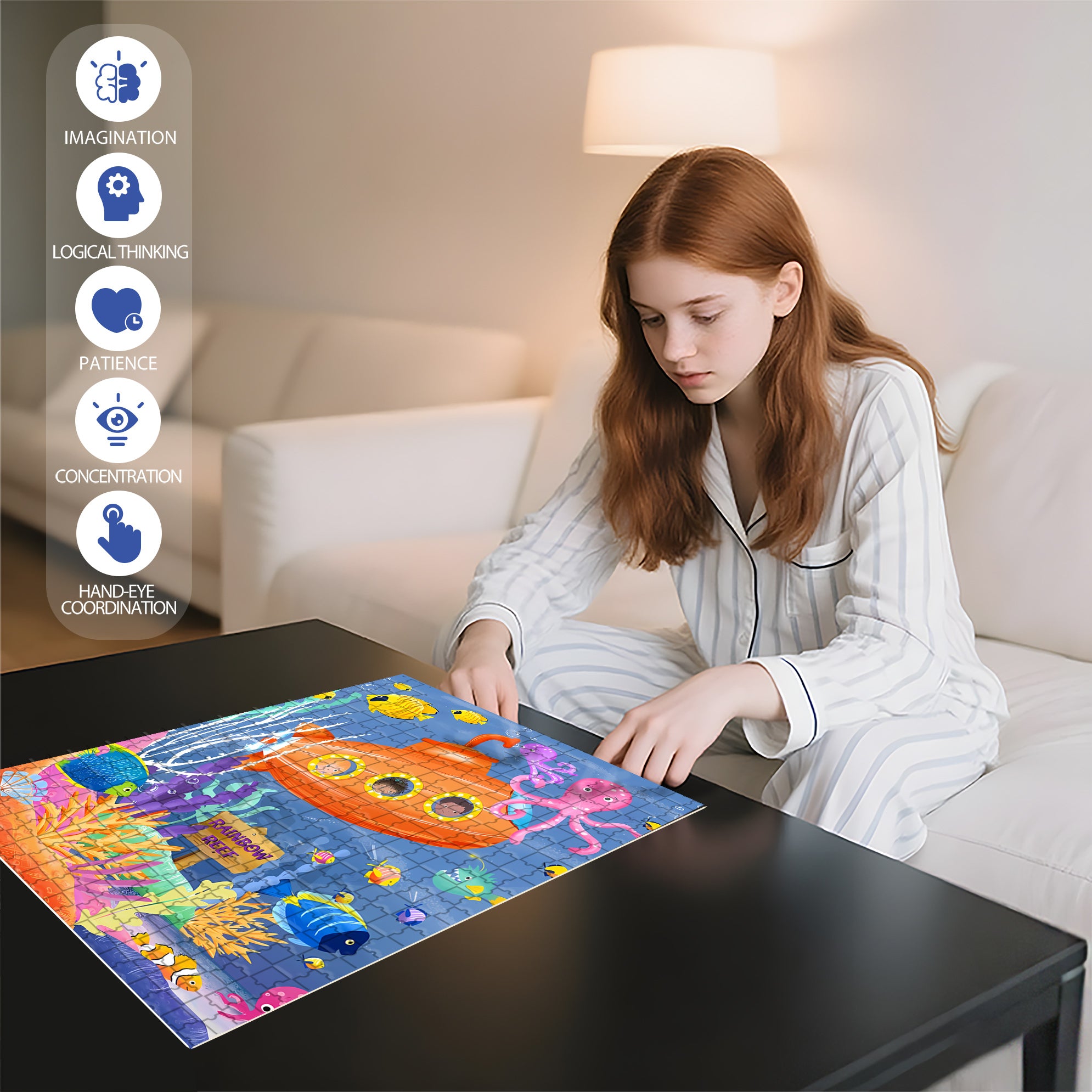 Sea Life 500pcs/1000pcs Jigsaw Puzzle, Scratch-Resistant, Interactive Family Game & Brain-Boosting DIY Decor, Perfect for Halloween, Christmas & New Year Gifts, Family Puzzle Game