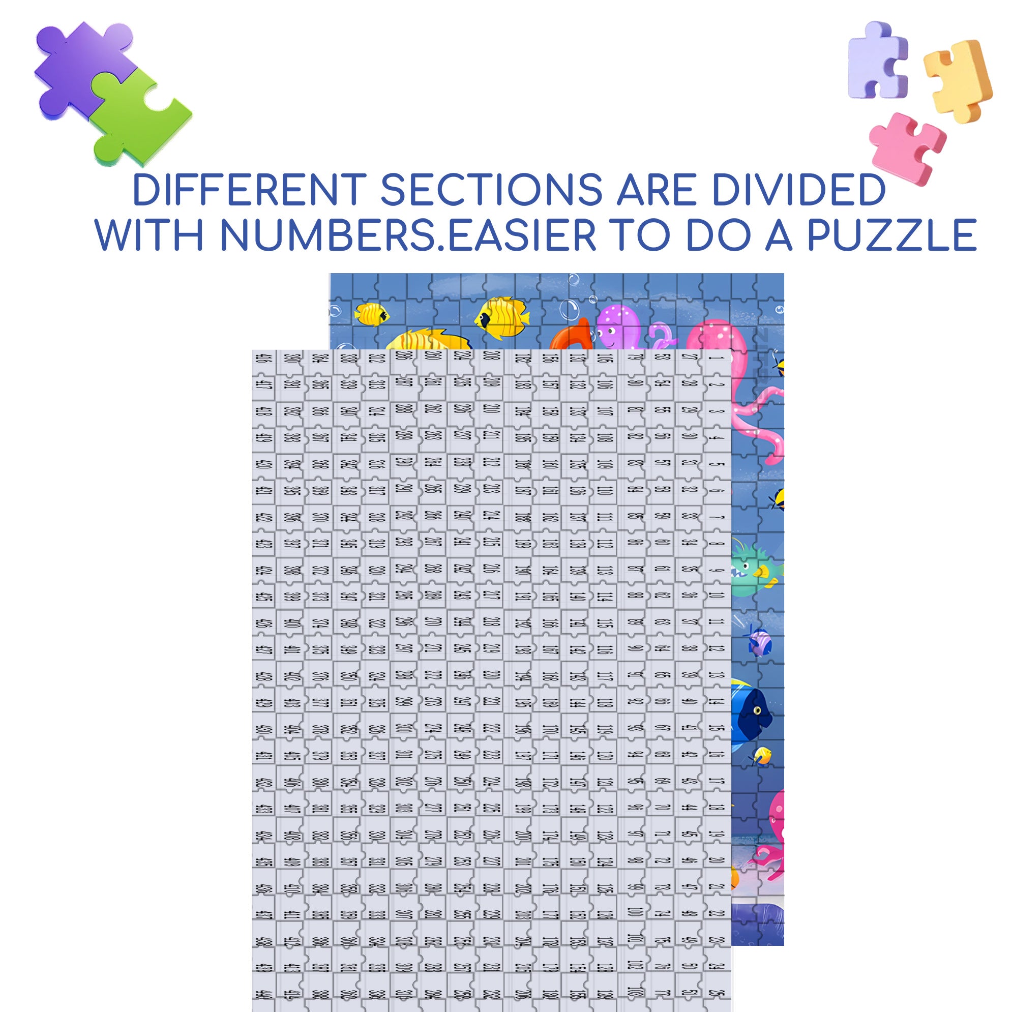 Sea Life 500pcs/1000pcs Jigsaw Puzzle, Scratch-Resistant, Interactive Family Game & Brain-Boosting DIY Decor, Perfect for Halloween, Christmas & New Year Gifts, Family Puzzle Game