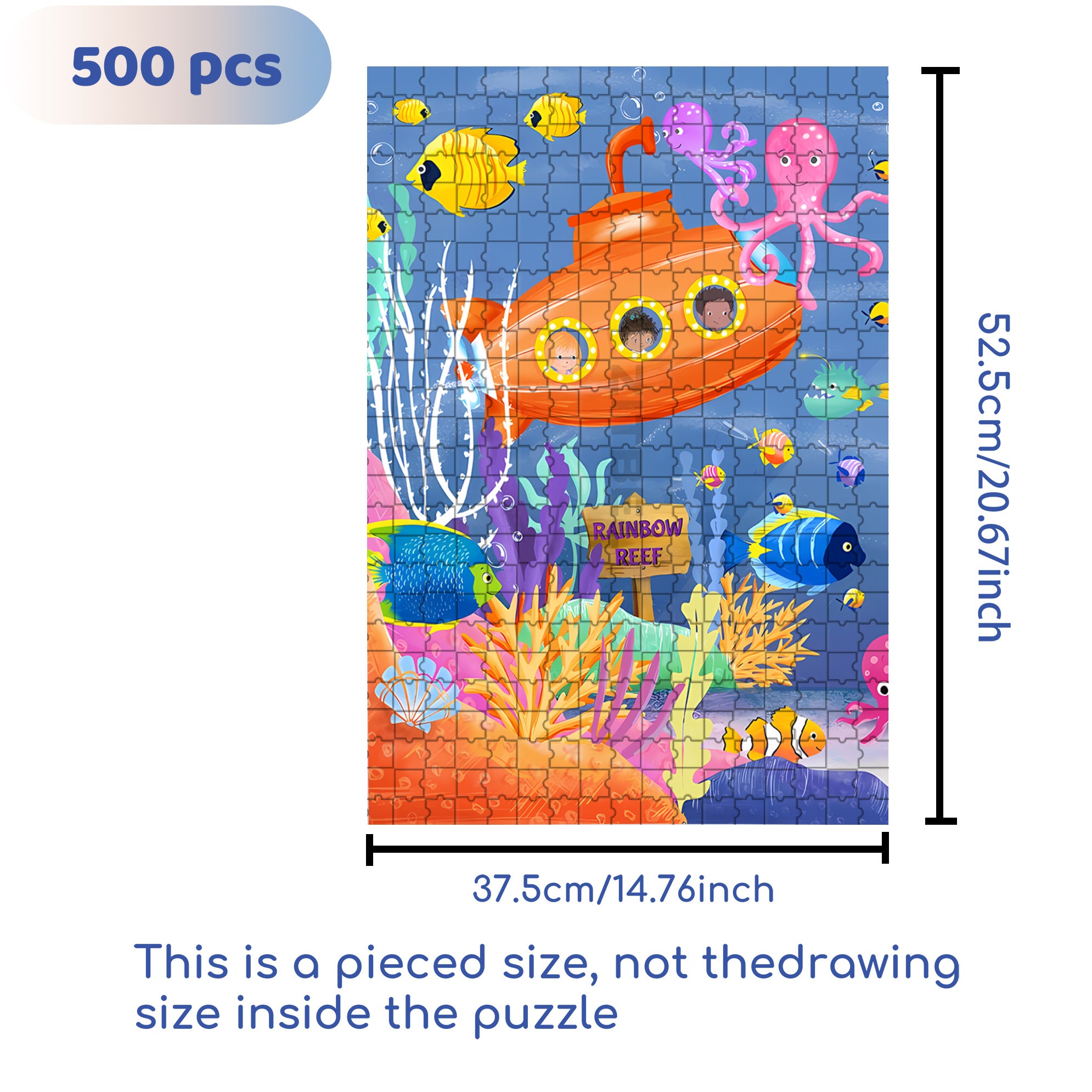 Sea Life 500pcs/1000pcs Jigsaw Puzzle, Scratch-Resistant, Interactive Family Game & Brain-Boosting DIY Decor, Perfect for Halloween, Christmas & New Year Gifts, Family Puzzle Game