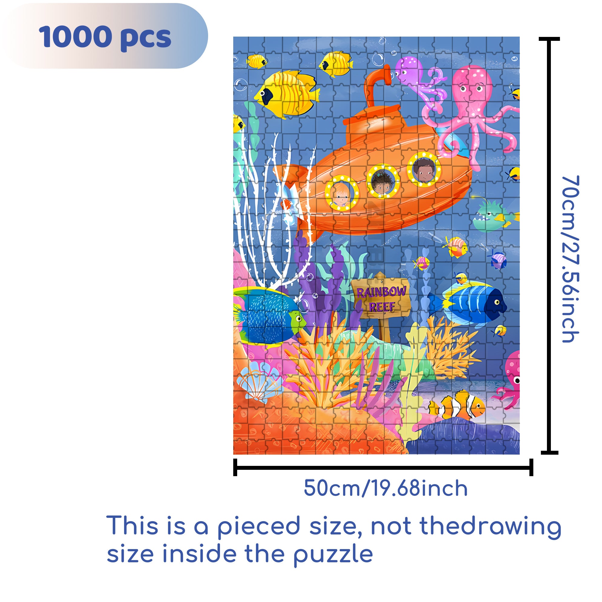 Sea Life 500pcs/1000pcs Jigsaw Puzzle, Scratch-Resistant, Interactive Family Game & Brain-Boosting DIY Decor, Perfect for Halloween, Christmas & New Year Gifts, Family Puzzle Game