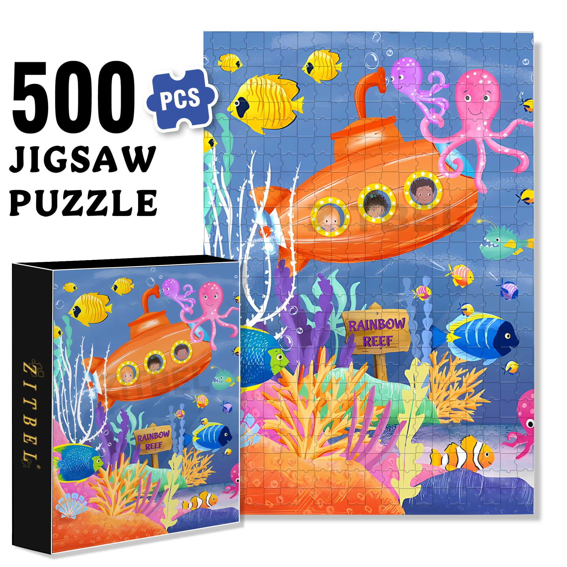 Sea Life 500pcs/1000pcs Jigsaw Puzzle, Scratch-Resistant, Interactive Family Game & Brain-Boosting DIY Decor, Perfect for Halloween, Christmas & New Year Gifts, Family Puzzle Game