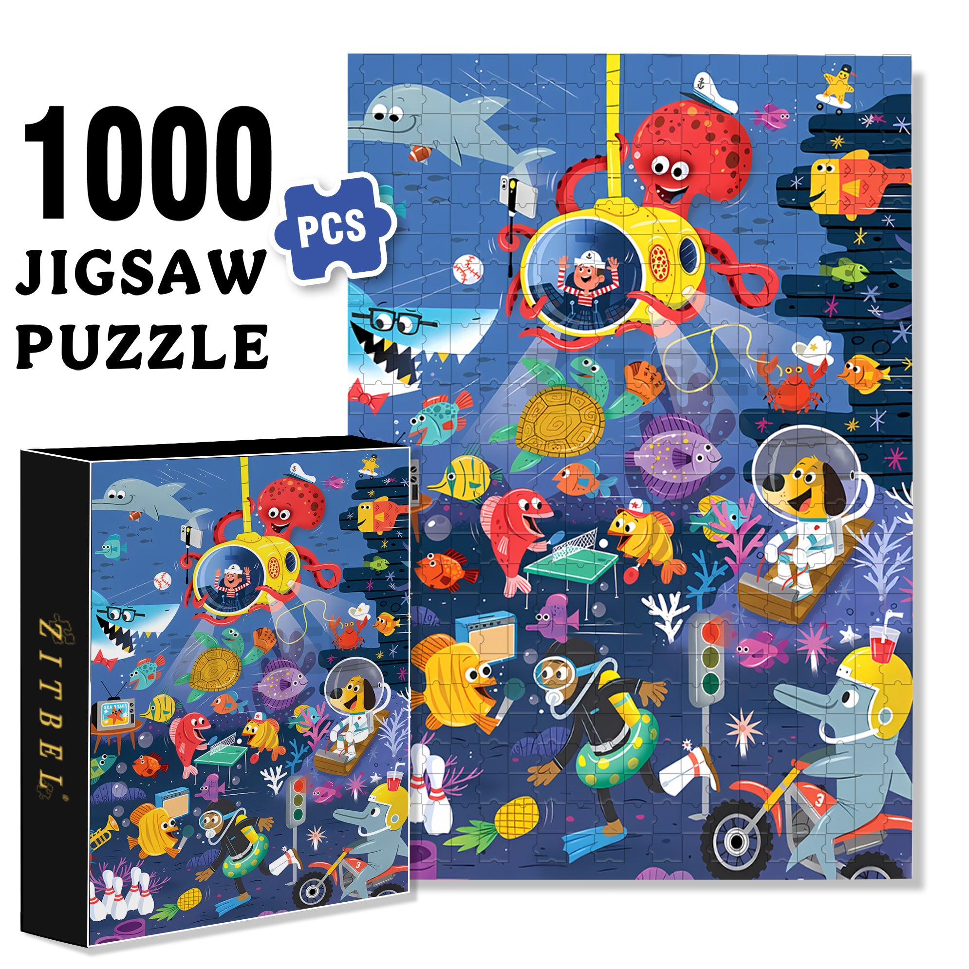 Seafloor 500pcs/1000pcs Jigsaw Puzzle, Scratch-Resistant, Interactive Family Game & Brain-Boosting DIY Decor, Perfect for Halloween, Christmas & New Year Gifts, Family Puzzle Game