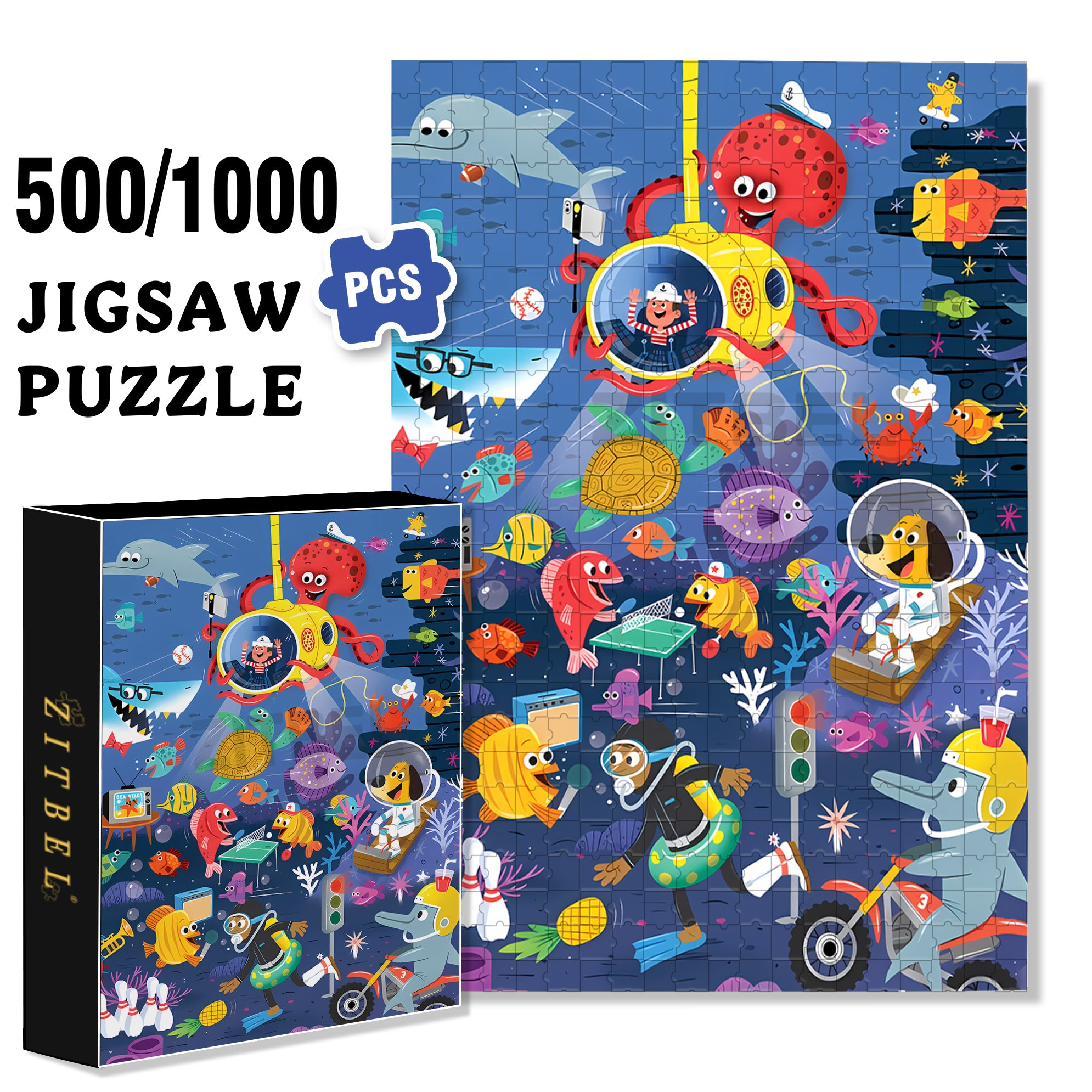 Seafloor 500pcs/1000pcs Jigsaw Puzzle, Scratch-Resistant, Interactive Family Game & Brain-Boosting DIY Decor, Perfect for Halloween, Christmas & New Year Gifts, Family Puzzle Game