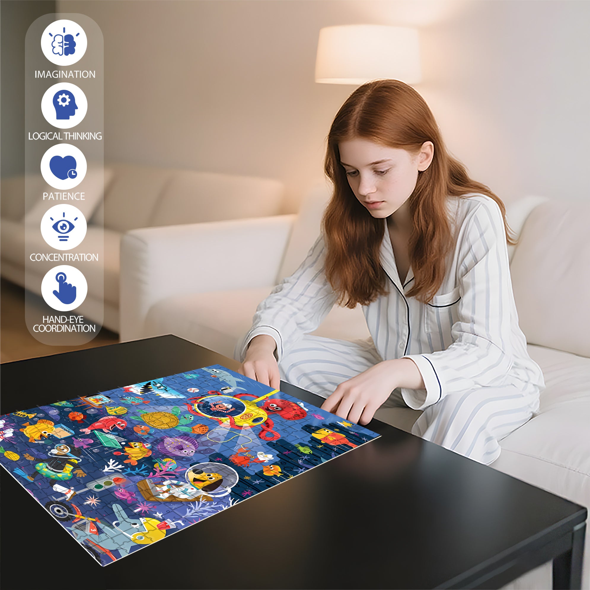 Seafloor 500pcs/1000pcs Jigsaw Puzzle, Scratch-Resistant, Interactive Family Game & Brain-Boosting DIY Decor, Perfect for Halloween, Christmas & New Year Gifts, Family Puzzle Game