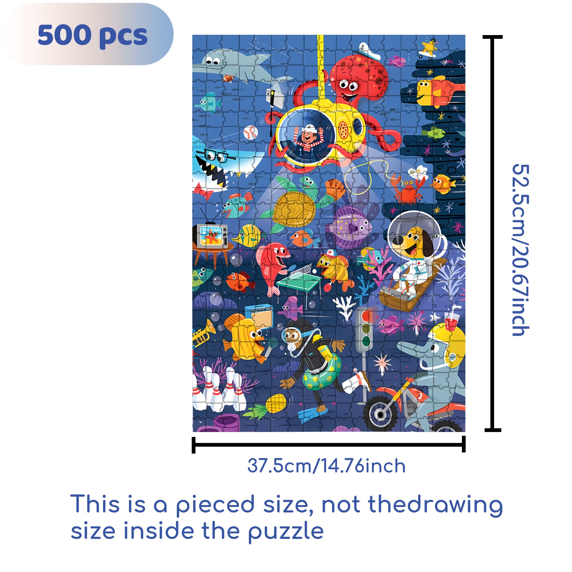 Seafloor 500pcs/1000pcs Jigsaw Puzzle, Scratch-Resistant, Interactive Family Game & Brain-Boosting DIY Decor, Perfect for Halloween, Christmas & New Year Gifts, Family Puzzle Game