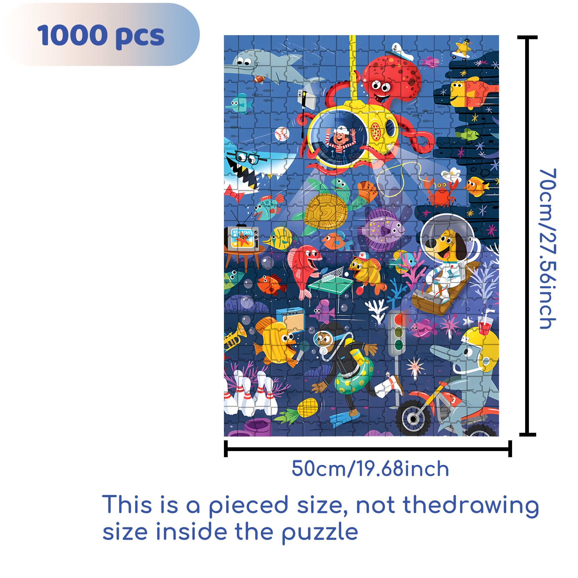 Seafloor 500pcs/1000pcs Jigsaw Puzzle, Scratch-Resistant, Interactive Family Game & Brain-Boosting DIY Decor, Perfect for Halloween, Christmas & New Year Gifts, Family Puzzle Game