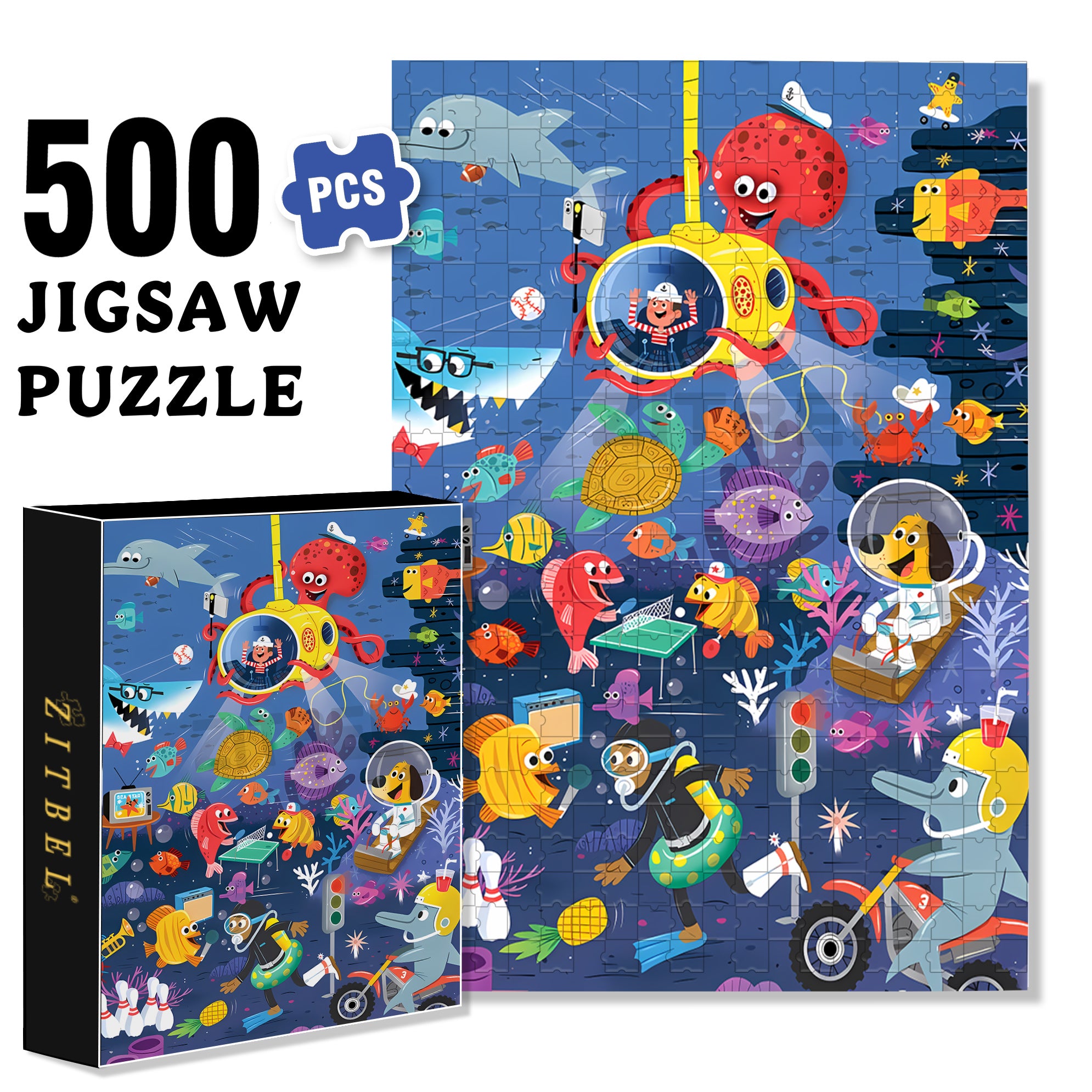 Seafloor 500pcs/1000pcs Jigsaw Puzzle, Scratch-Resistant, Interactive Family Game & Brain-Boosting DIY Decor, Perfect for Halloween, Christmas & New Year Gifts, Family Puzzle Game