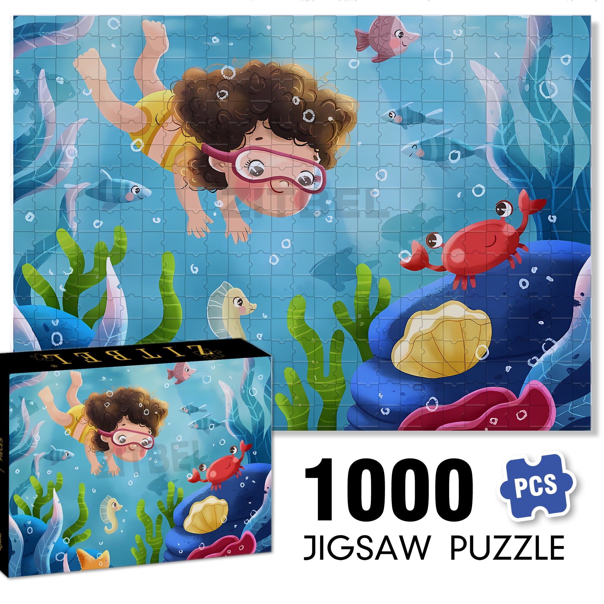 Snorkeling 500pcs/1000pcs Jigsaw Puzzle, Scratch-Resistant, Interactive Family Game & Brain-Boosting DIY Decor, Perfect for Halloween, Christmas & New Year Gifts, Family Puzzle Game