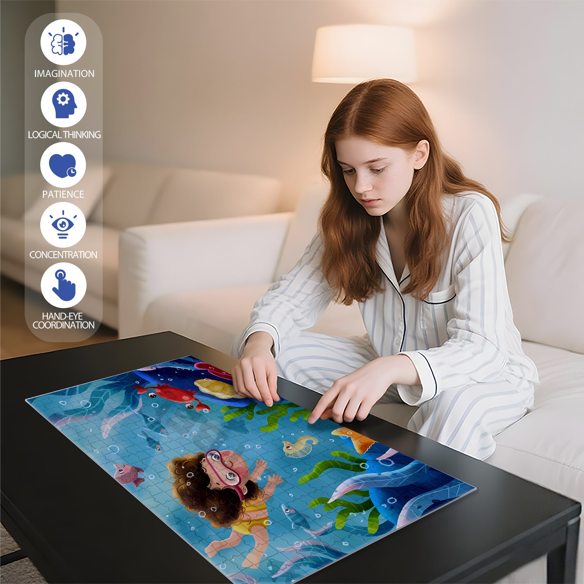 Snorkeling 500pcs/1000pcs Jigsaw Puzzle, Scratch-Resistant, Interactive Family Game & Brain-Boosting DIY Decor, Perfect for Halloween, Christmas & New Year Gifts, Family Puzzle Game