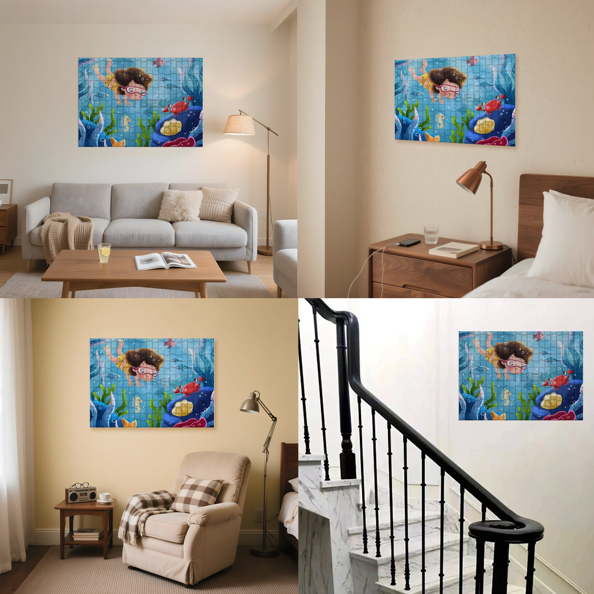 Snorkeling 500pcs/1000pcs Jigsaw Puzzle, Scratch-Resistant, Interactive Family Game & Brain-Boosting DIY Decor, Perfect for Halloween, Christmas & New Year Gifts, Family Puzzle Game