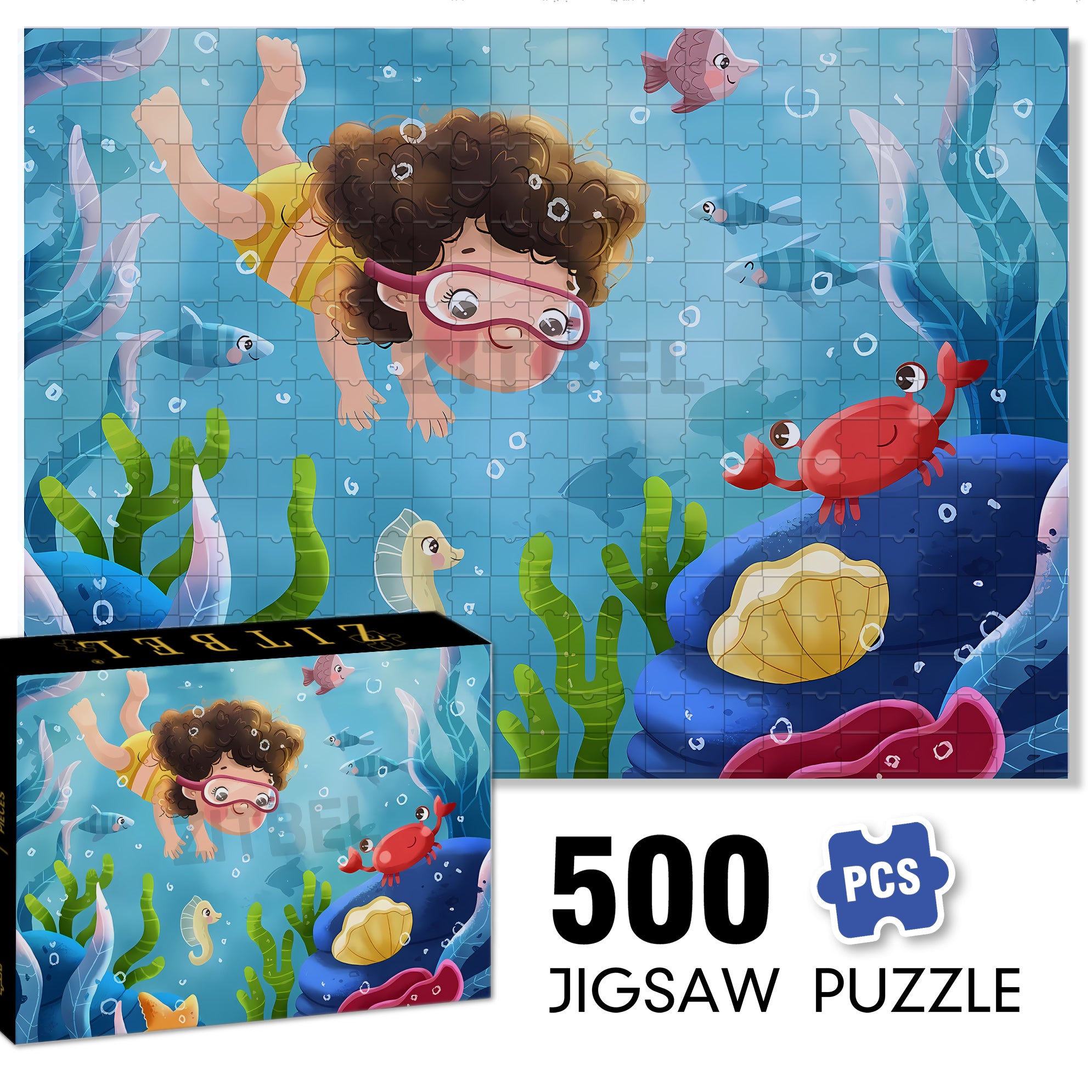 Snorkeling 500pcs/1000pcs Jigsaw Puzzle, Scratch-Resistant, Interactive Family Game & Brain-Boosting DIY Decor, Perfect for Halloween, Christmas & New Year Gifts, Family Puzzle Game