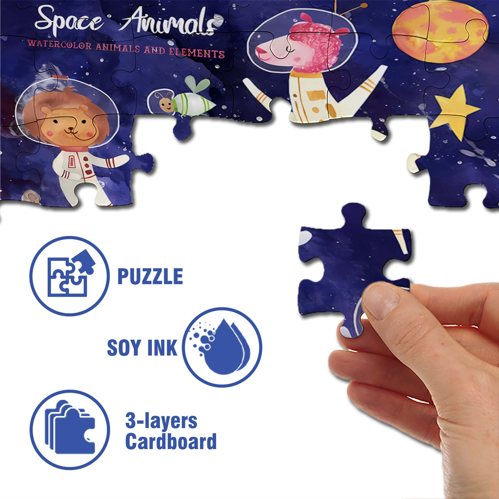 Space Zoo 500pcs/1000pcs Jigsaw Puzzle, Scratch-Resistant, Interactive Family Game & Brain-Boosting DIY Decor, Perfect for Halloween, Christmas & New Year Gifts, Family Puzzle Game