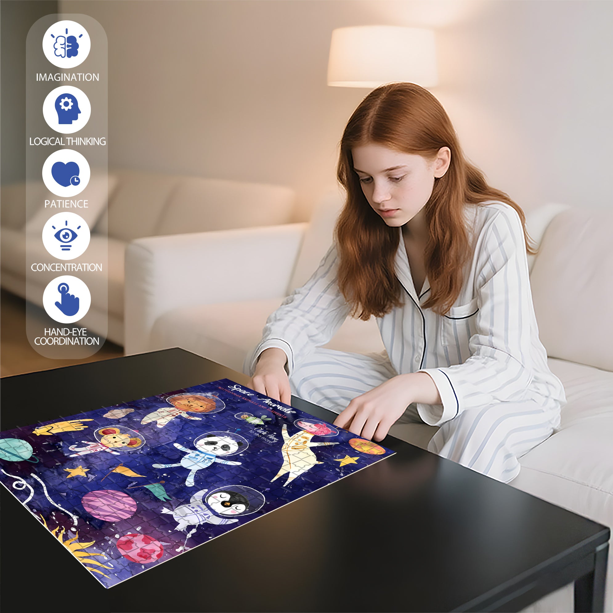Space Zoo 500pcs/1000pcs Jigsaw Puzzle, Scratch-Resistant, Interactive Family Game & Brain-Boosting DIY Decor, Perfect for Halloween, Christmas & New Year Gifts, Family Puzzle Game