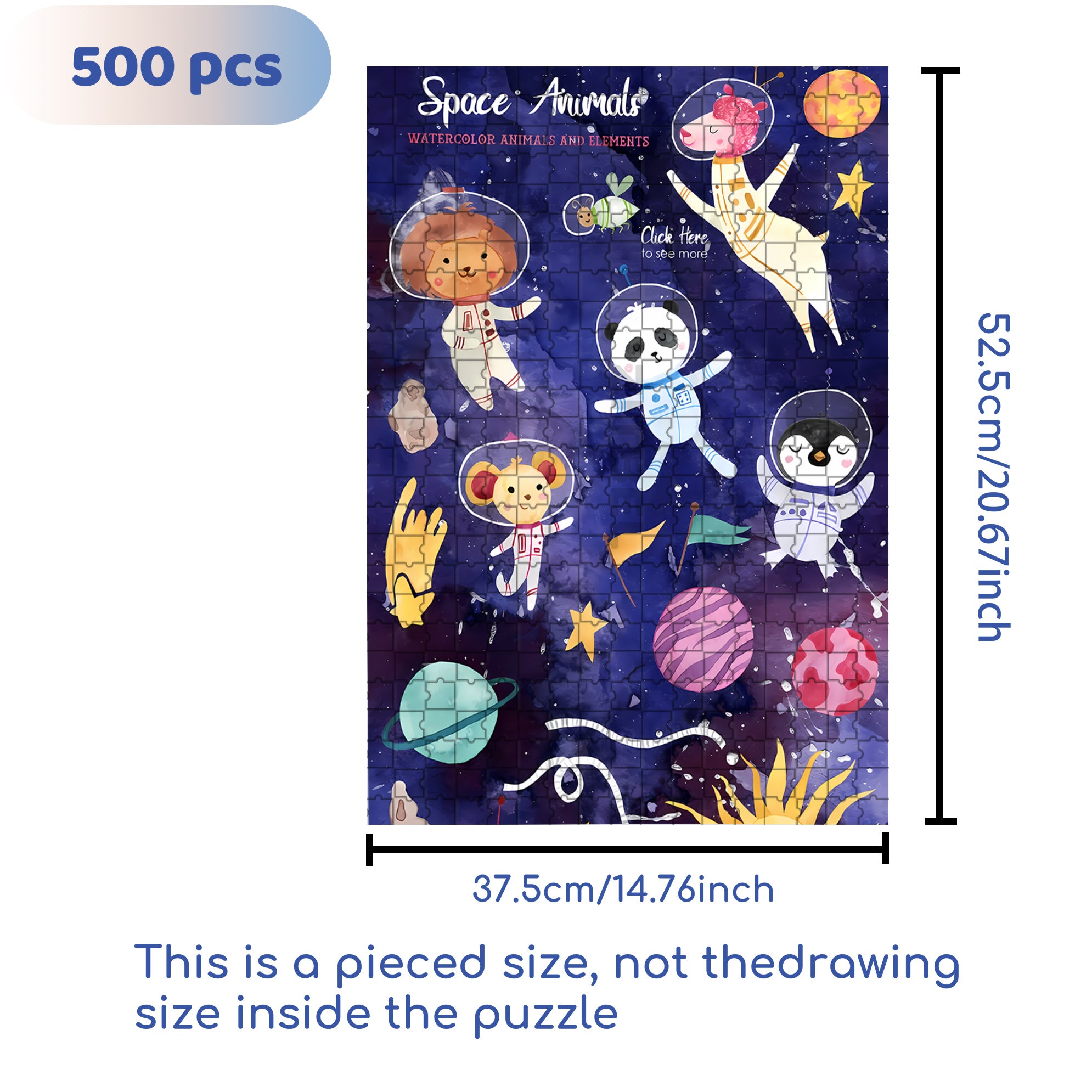 Space Zoo 500pcs/1000pcs Jigsaw Puzzle, Scratch-Resistant, Interactive Family Game & Brain-Boosting DIY Decor, Perfect for Halloween, Christmas & New Year Gifts, Family Puzzle Game