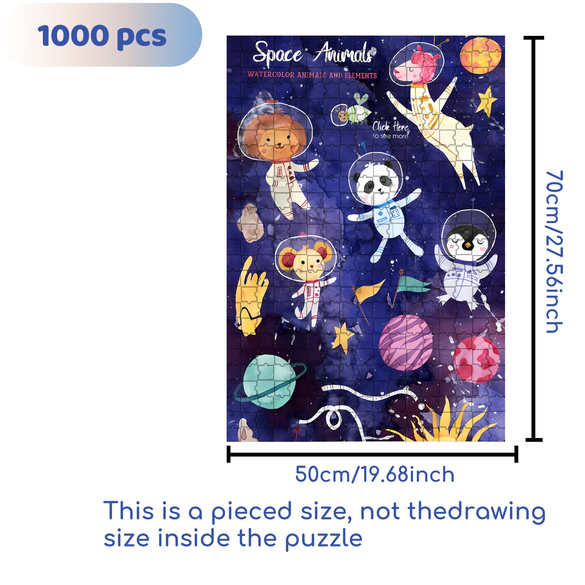 Space Zoo 500pcs/1000pcs Jigsaw Puzzle, Scratch-Resistant, Interactive Family Game & Brain-Boosting DIY Decor, Perfect for Halloween, Christmas & New Year Gifts, Family Puzzle Game