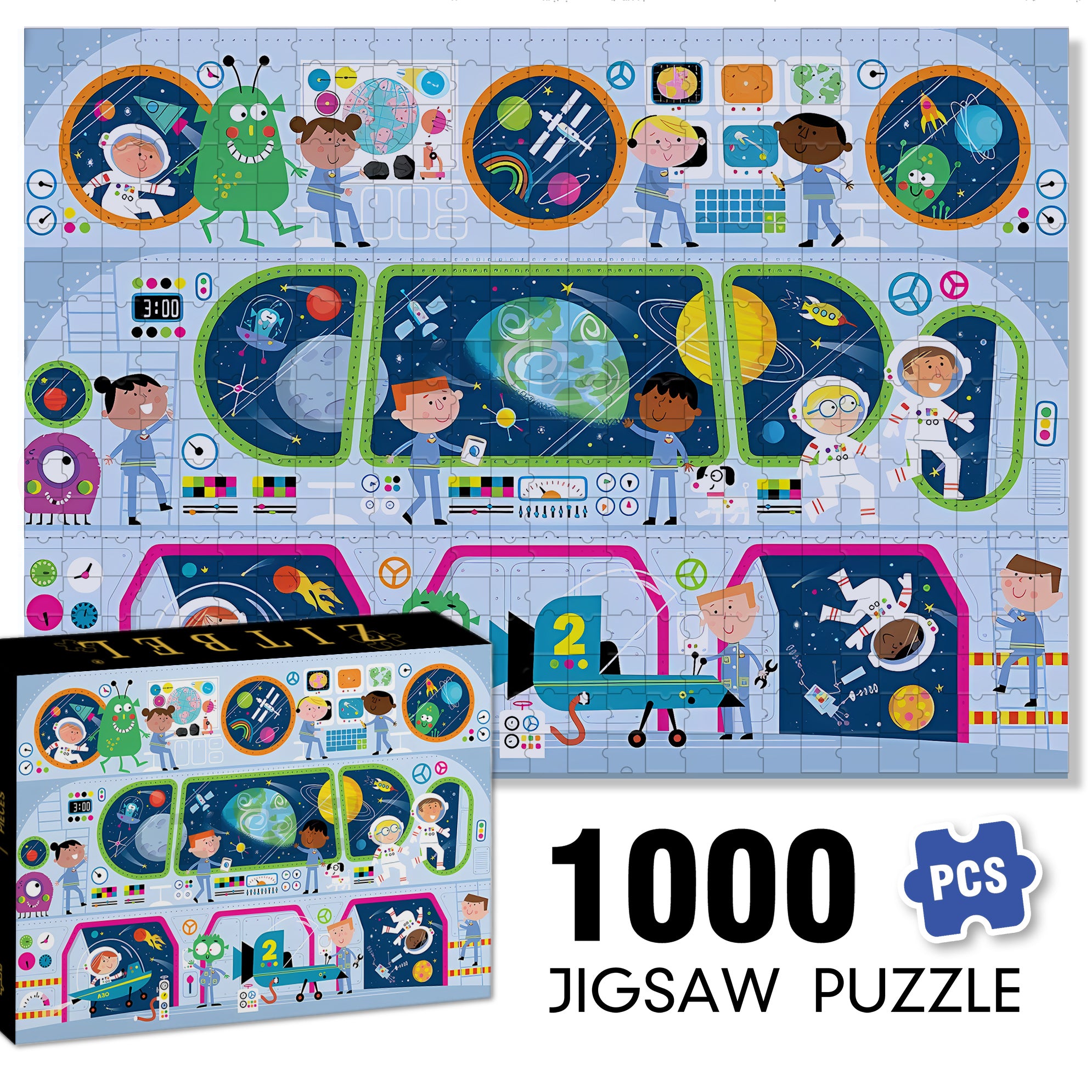 Spaceport 500pcs/1000pcs Jigsaw Puzzle, Scratch-Resistant, Interactive Family Game & Brain-Boosting DIY Decor, Perfect for Halloween, Christmas & New Year Gifts, Family Puzzle Game