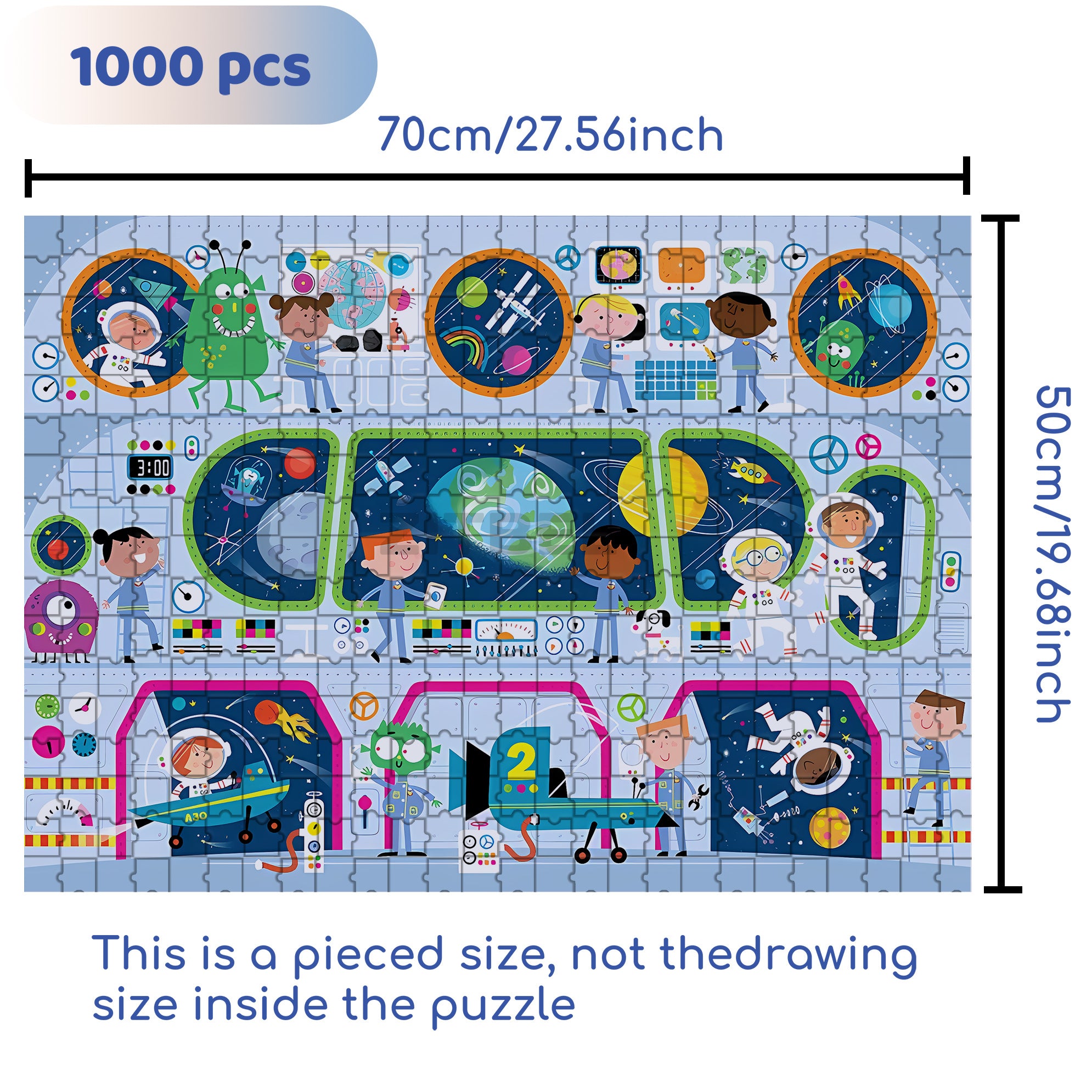 Spaceport 500pcs/1000pcs Jigsaw Puzzle, Scratch-Resistant, Interactive Family Game & Brain-Boosting DIY Decor, Perfect for Halloween, Christmas & New Year Gifts, Family Puzzle Game