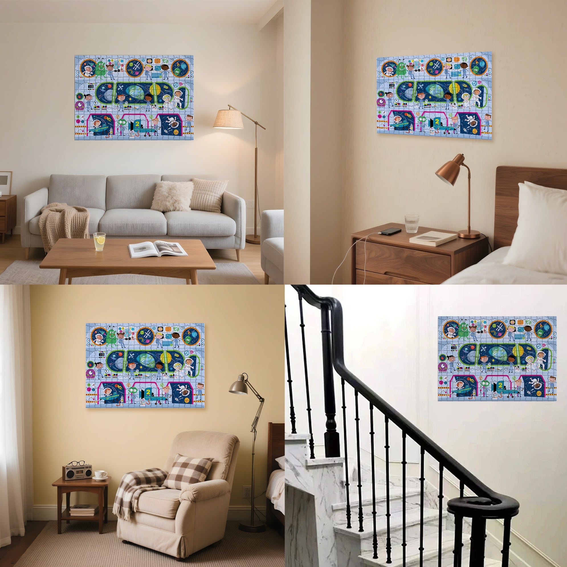 Spaceport 500pcs/1000pcs Jigsaw Puzzle, Scratch-Resistant, Interactive Family Game & Brain-Boosting DIY Decor, Perfect for Halloween, Christmas & New Year Gifts, Family Puzzle Game