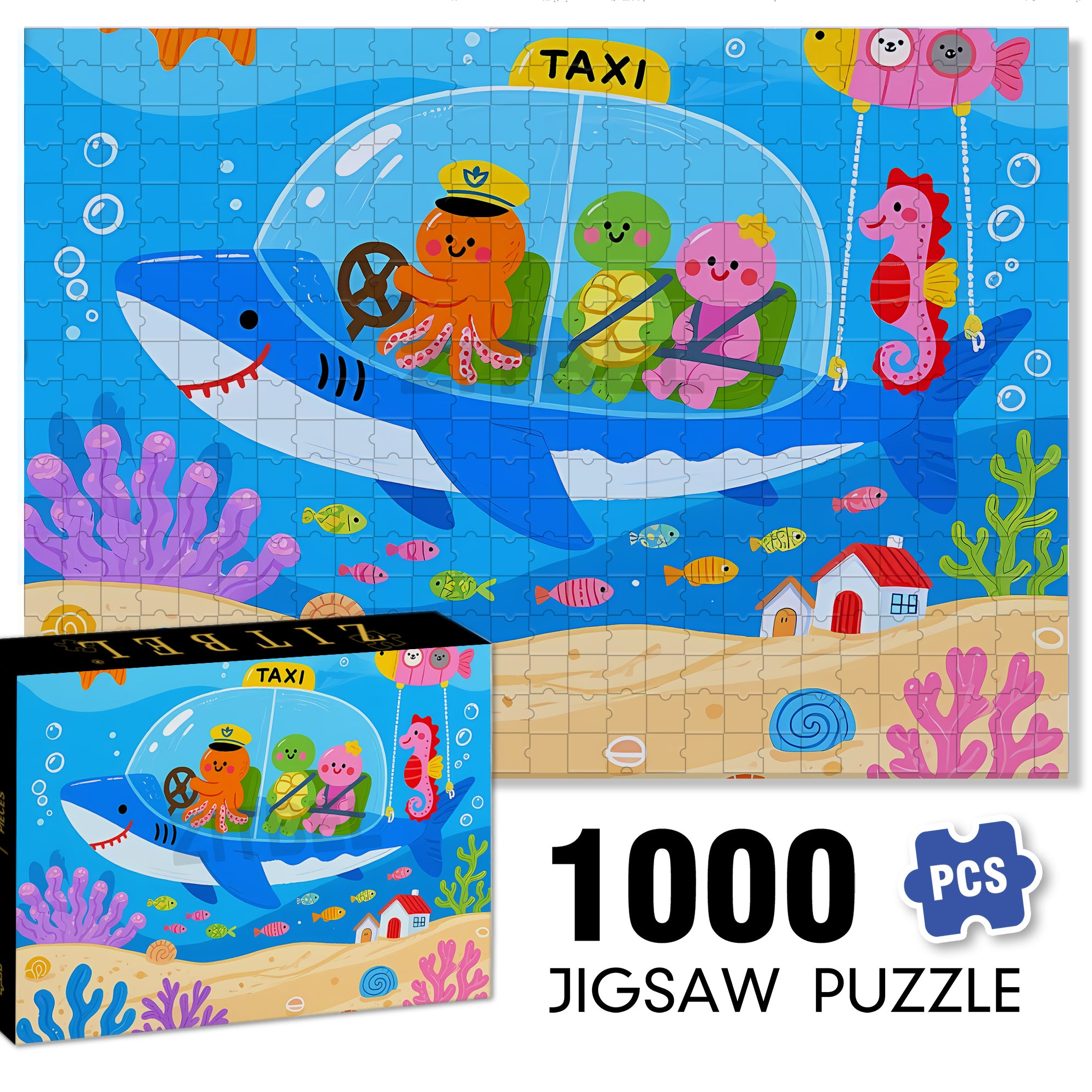 Submarine Taxi 500pcs/1000pcs Jigsaw Puzzle, Scratch-Resistant, Interactive Family Game & Brain-Boosting DIY Decor, Perfect for Halloween, Christmas & New Year Gifts, Family Puzzle Game