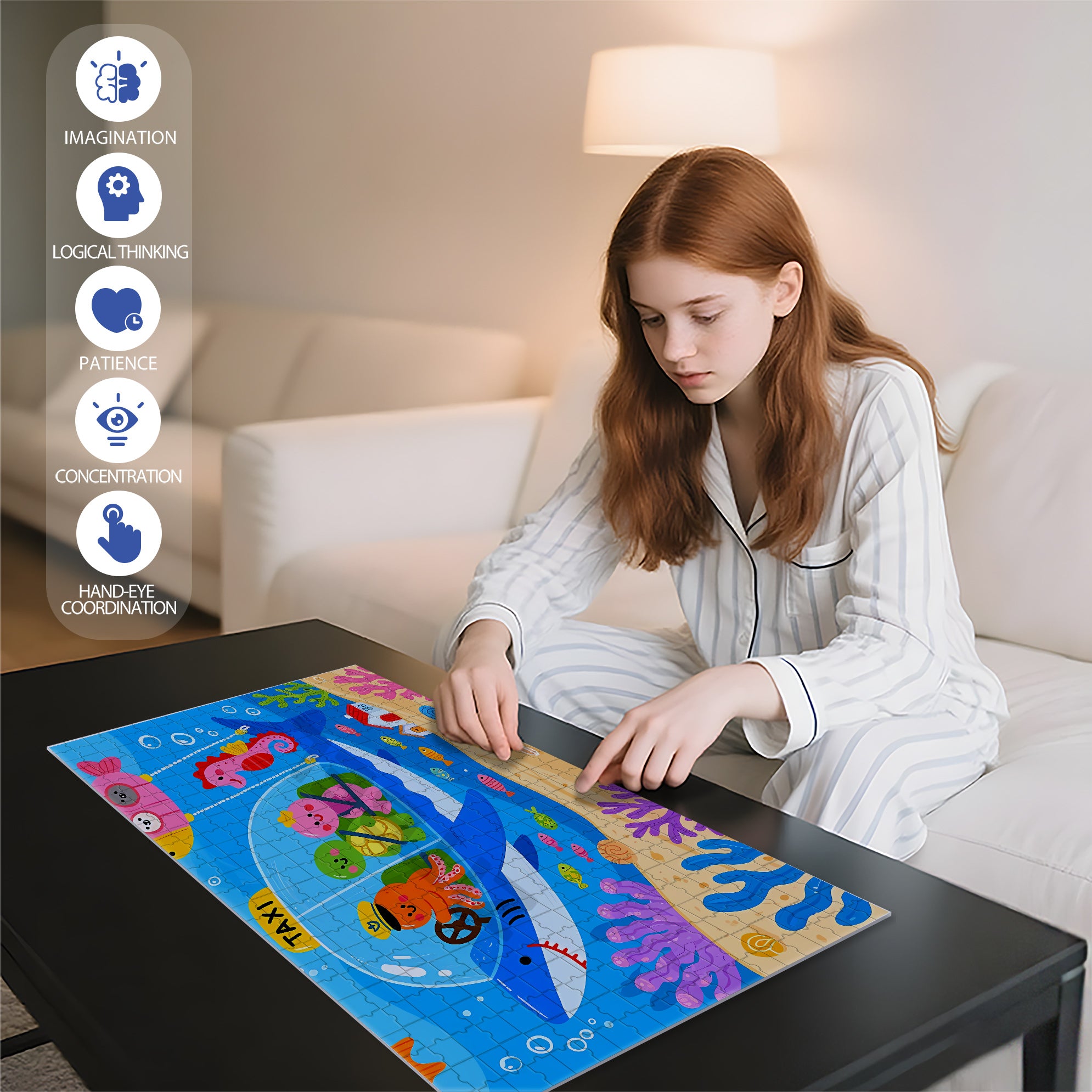 Submarine Taxi 500pcs/1000pcs Jigsaw Puzzle, Scratch-Resistant, Interactive Family Game & Brain-Boosting DIY Decor, Perfect for Halloween, Christmas & New Year Gifts, Family Puzzle Game