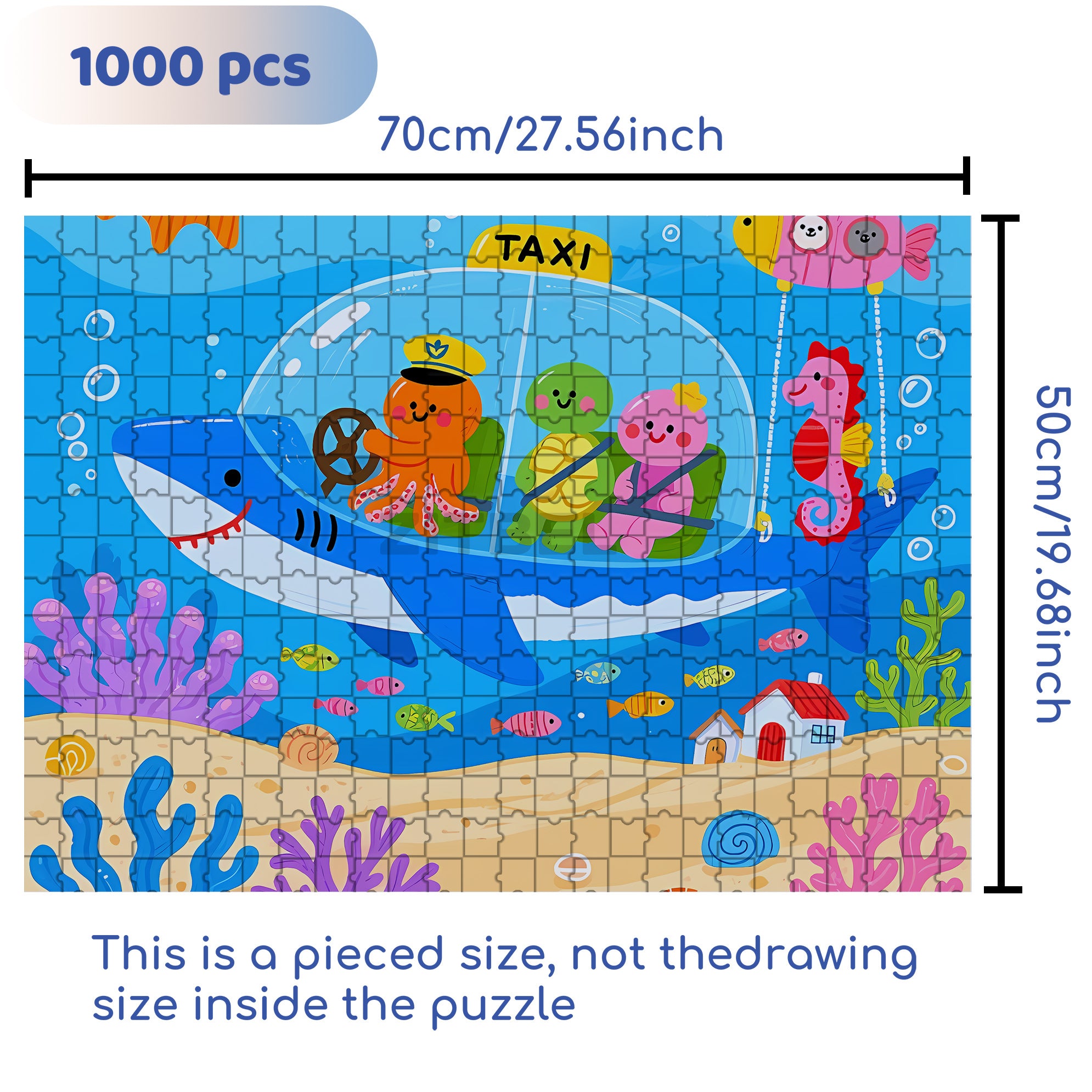 Submarine Taxi 500pcs/1000pcs Jigsaw Puzzle, Scratch-Resistant, Interactive Family Game & Brain-Boosting DIY Decor, Perfect for Halloween, Christmas & New Year Gifts, Family Puzzle Game