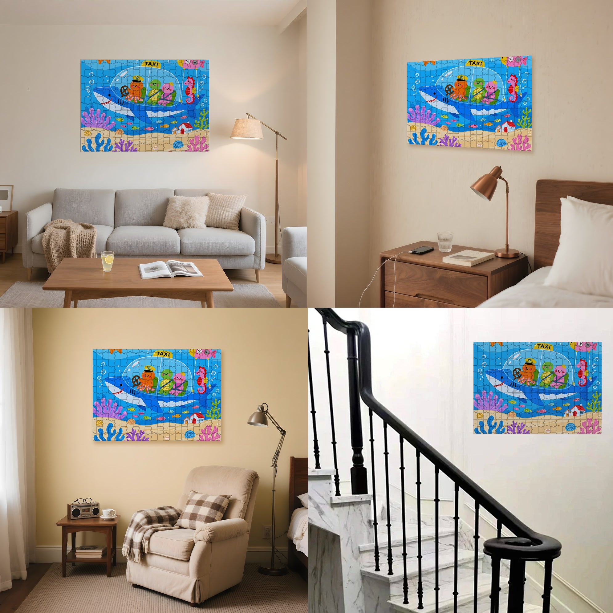 Submarine Taxi 500pcs/1000pcs Jigsaw Puzzle, Scratch-Resistant, Interactive Family Game & Brain-Boosting DIY Decor, Perfect for Halloween, Christmas & New Year Gifts, Family Puzzle Game