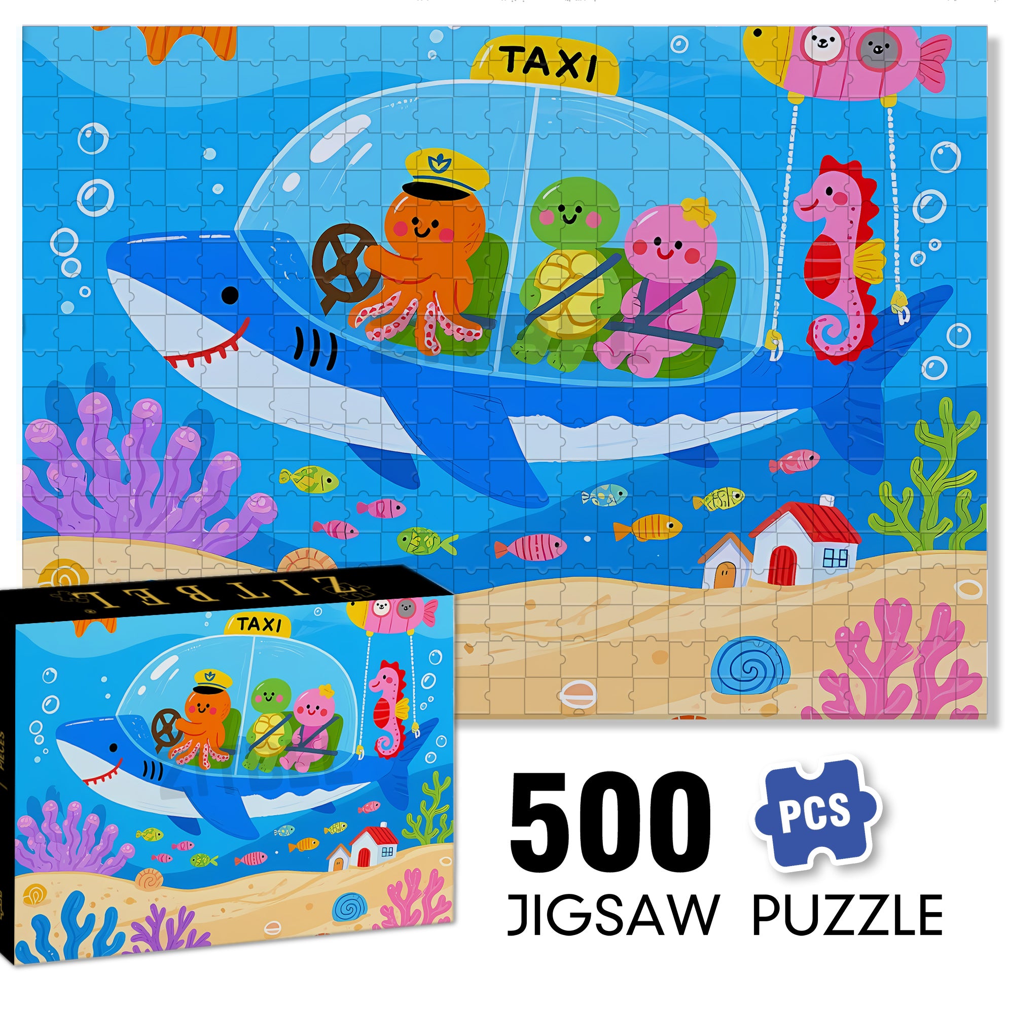 Submarine Taxi 500pcs/1000pcs Jigsaw Puzzle, Scratch-Resistant, Interactive Family Game & Brain-Boosting DIY Decor, Perfect for Halloween, Christmas & New Year Gifts, Family Puzzle Game