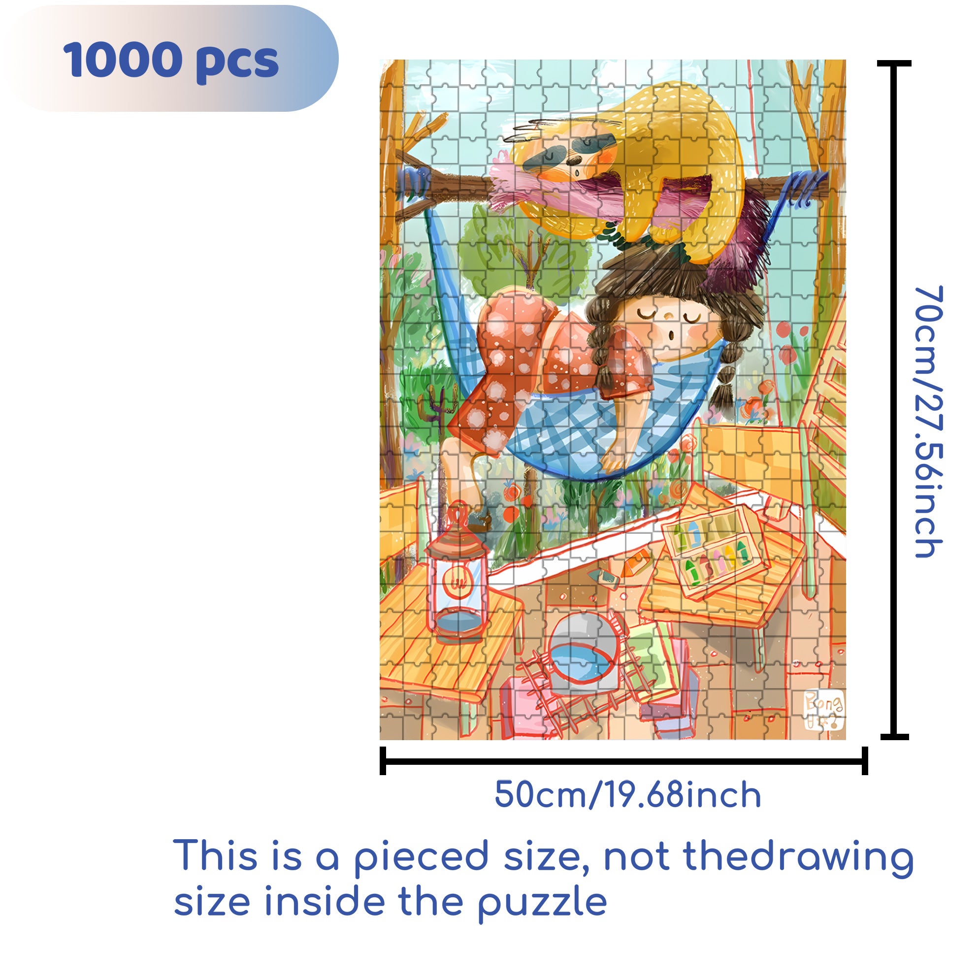 Take Nap With Sloths 500pcs/1000pcs Jigsaw Puzzle, Scratch-Resistant, Interactive Family Game & Brain-Boosting DIY Decor, Perfect for Halloween, Christmas & New Year Gifts, Family Puzzle Game