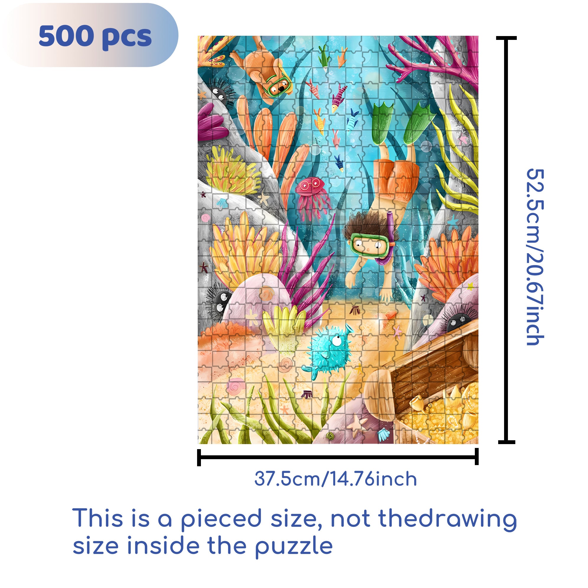 Underwater Treasures 500pcs/1000pcs Jigsaw Puzzle, Scratch-Resistant, Interactive Family Game & Brain-Boosting DIY Decor, Perfect for Halloween, Christmas & New Year Gifts, Family Puzzle Game