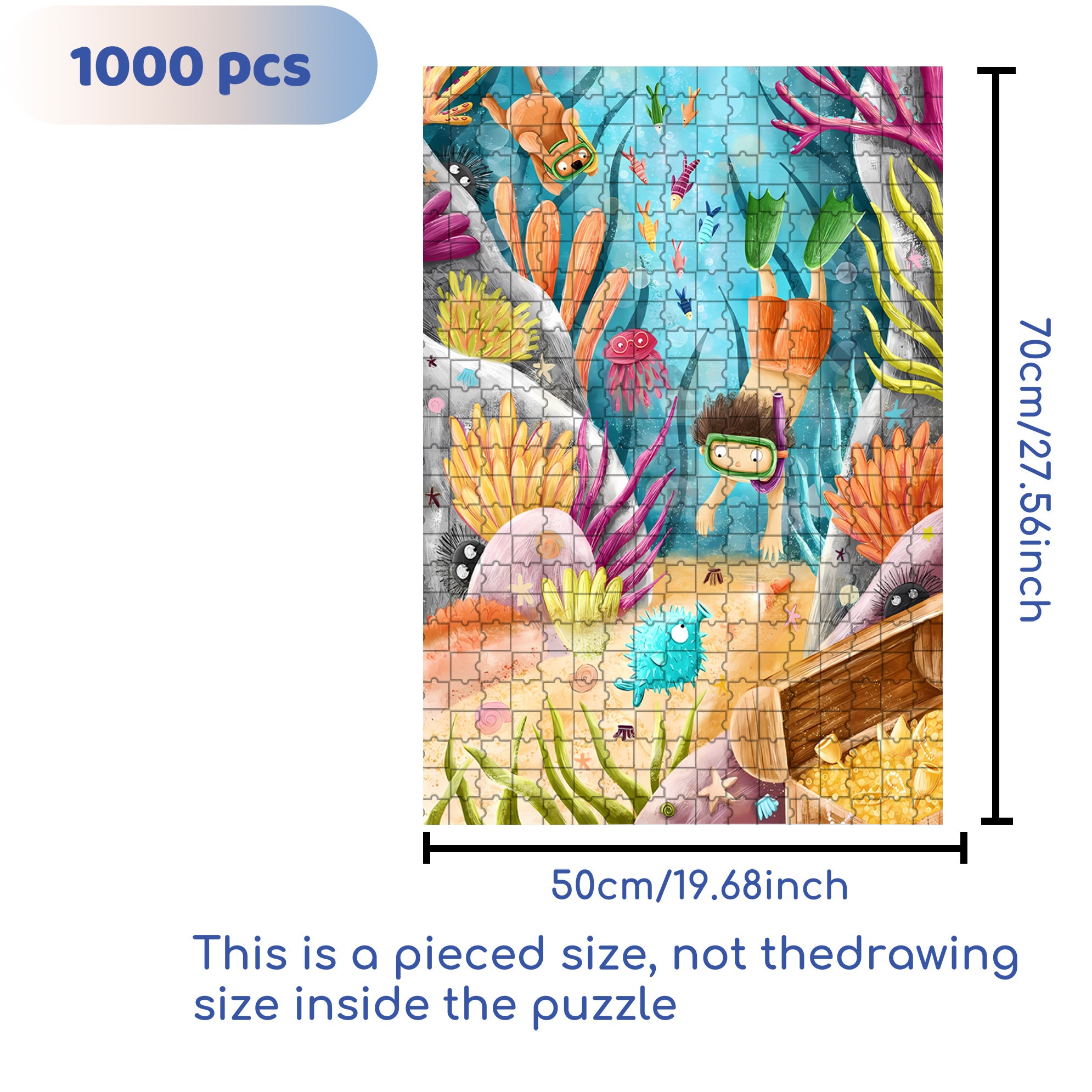 Underwater Treasures 500pcs/1000pcs Jigsaw Puzzle, Scratch-Resistant, Interactive Family Game & Brain-Boosting DIY Decor, Perfect for Halloween, Christmas & New Year Gifts, Family Puzzle Game