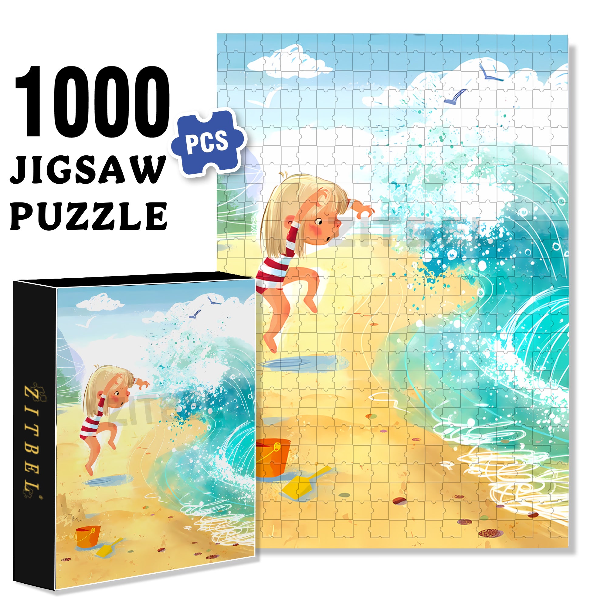 Walking In The Waves 500pcs/1000pcs Jigsaw Puzzle, Scratch-Resistant, Interactive Family Game & Brain-Boosting DIY Decor, Perfect for Halloween, Christmas & New Year Gifts, Family Puzzle Game
