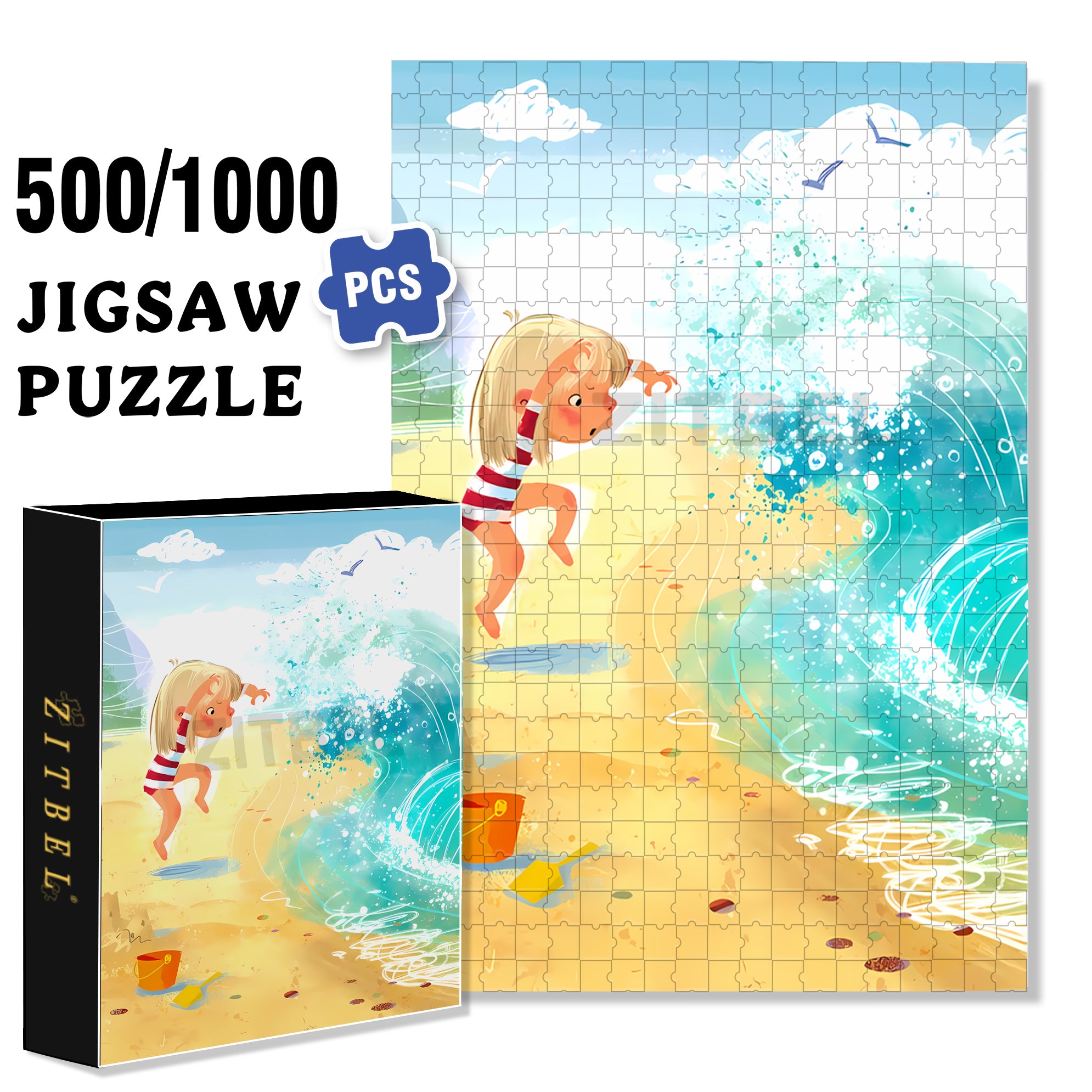 Walking In The Waves 500pcs/1000pcs Jigsaw Puzzle, Scratch-Resistant, Interactive Family Game & Brain-Boosting DIY Decor, Perfect for Halloween, Christmas & New Year Gifts, Family Puzzle Game
