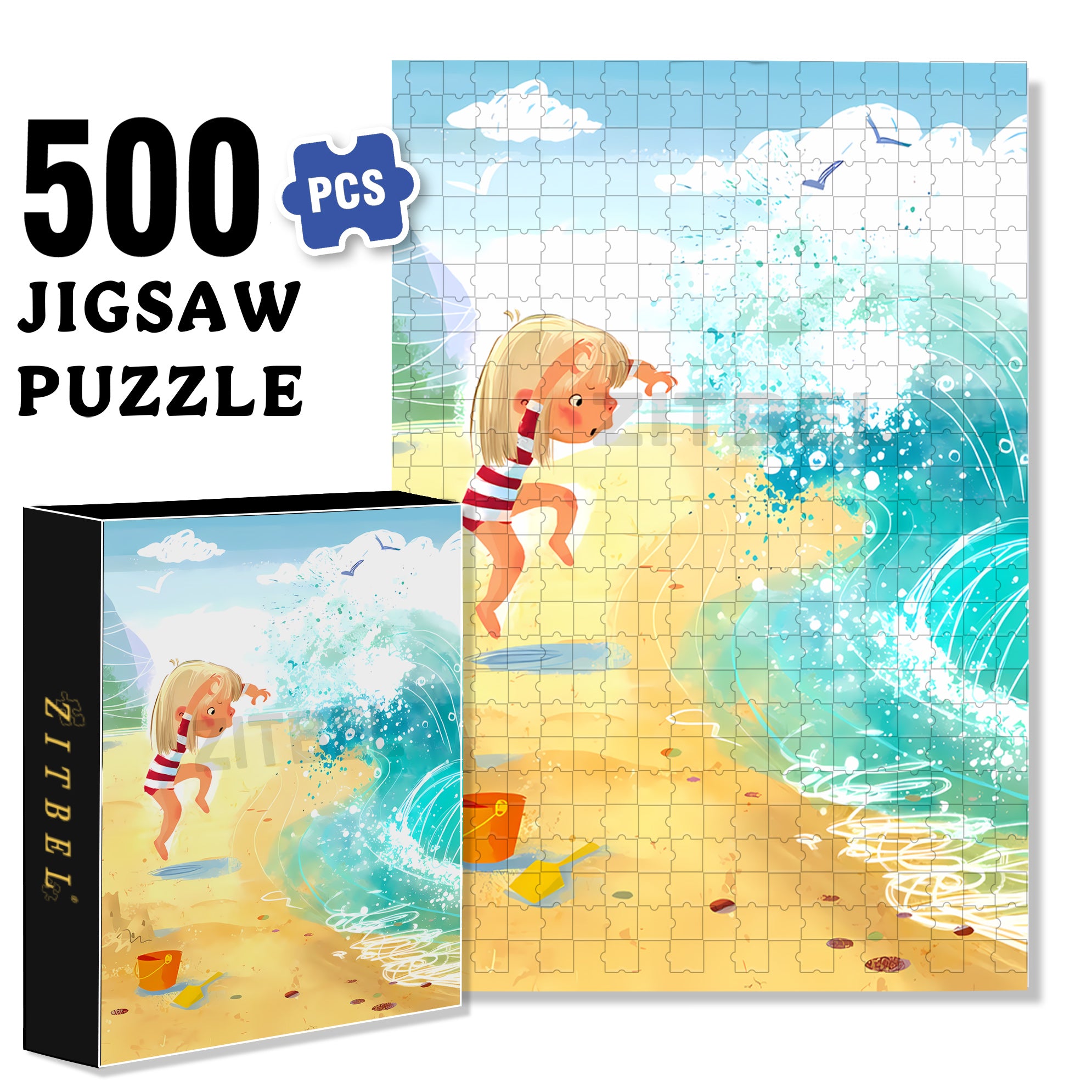 Walking In The Waves 500pcs/1000pcs Jigsaw Puzzle, Scratch-Resistant, Interactive Family Game & Brain-Boosting DIY Decor, Perfect for Halloween, Christmas & New Year Gifts, Family Puzzle Game