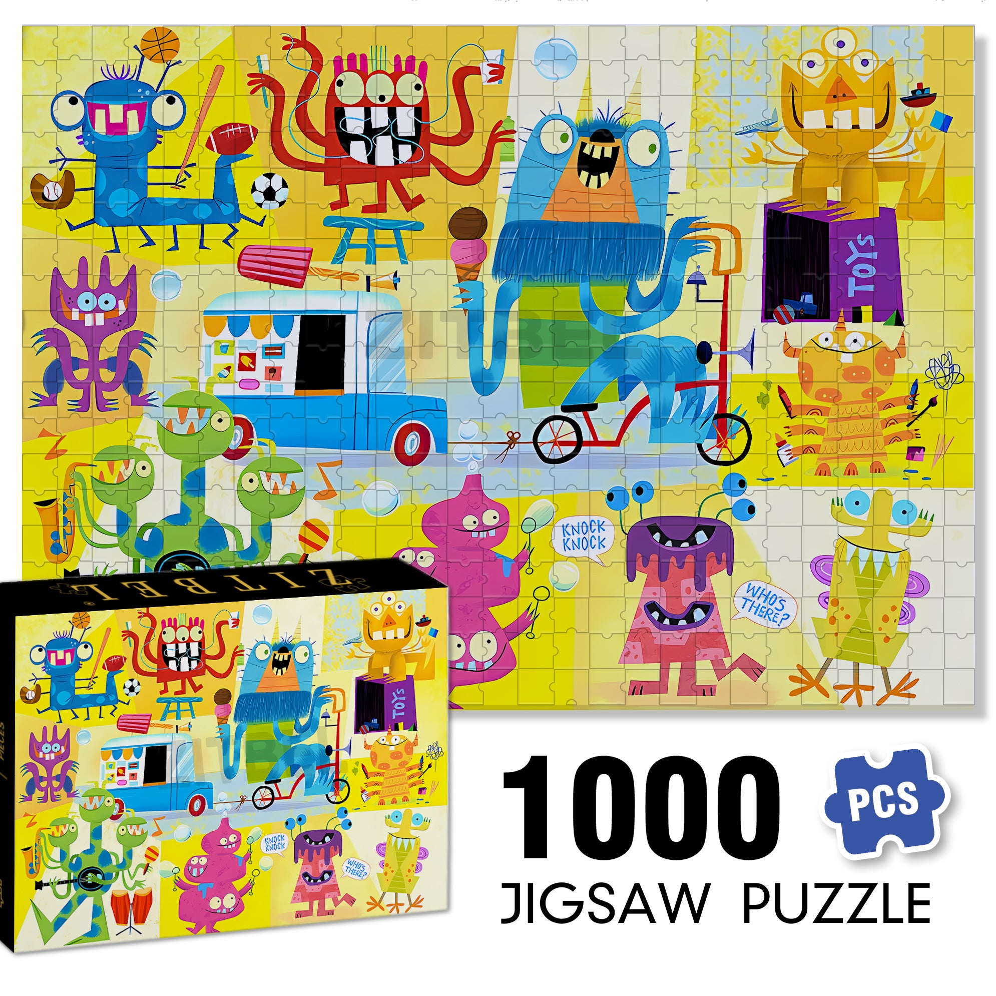 Who¡¯s There 500pcs/1000pcs Jigsaw Puzzle, Scratch-Resistant, Interactive Family Game & Brain-Boosting DIY Decor, Perfect for Halloween, Christmas & New Year Gifts, Family Puzzle Game