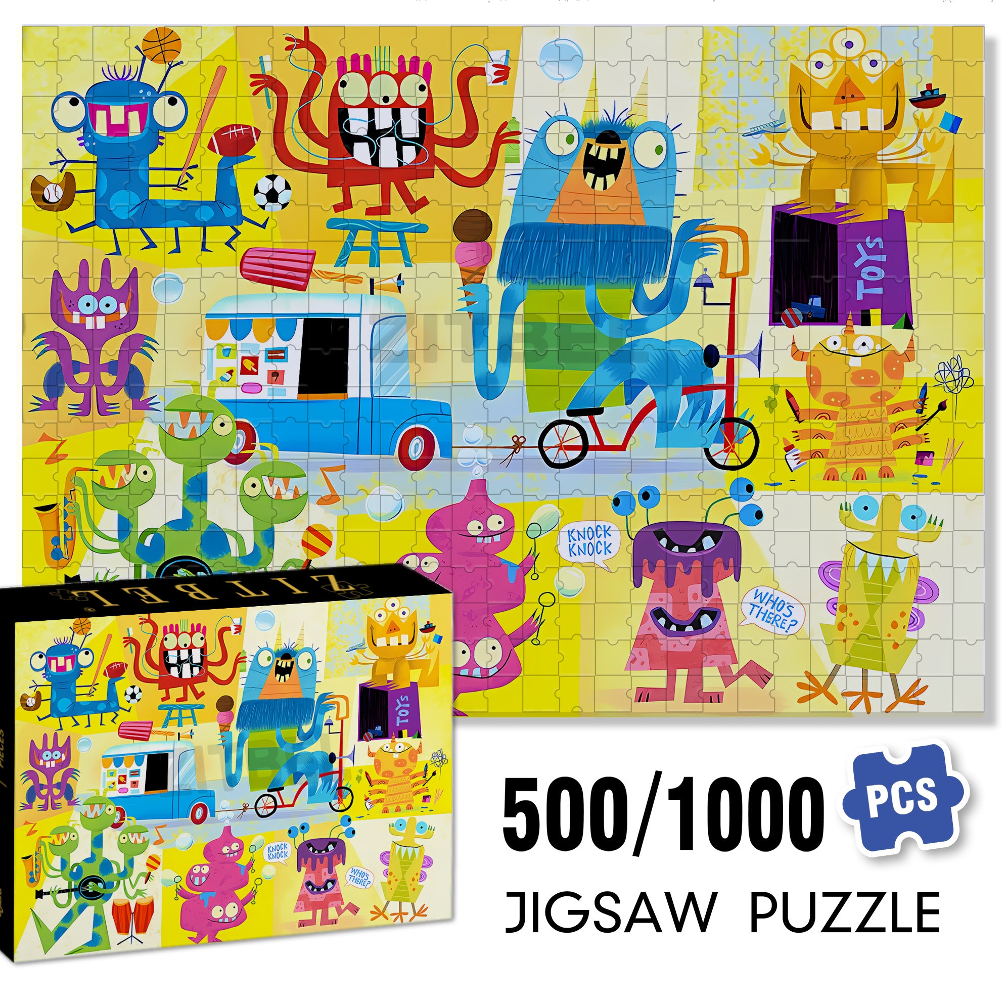 Who¡¯s There 500pcs/1000pcs Jigsaw Puzzle, Scratch-Resistant, Interactive Family Game & Brain-Boosting DIY Decor, Perfect for Halloween, Christmas & New Year Gifts, Family Puzzle Game