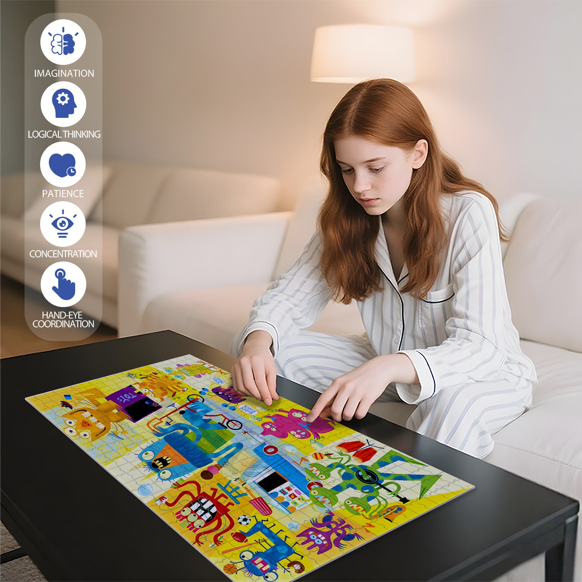Who¡¯s There 500pcs/1000pcs Jigsaw Puzzle, Scratch-Resistant, Interactive Family Game & Brain-Boosting DIY Decor, Perfect for Halloween, Christmas & New Year Gifts, Family Puzzle Game