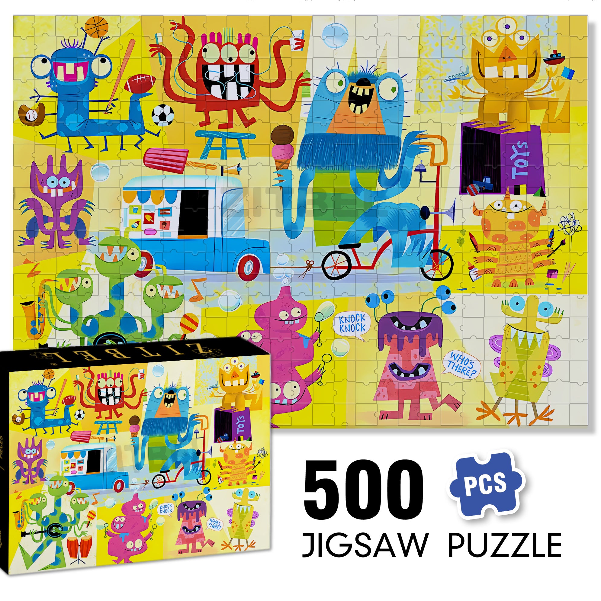 Who¡¯s There 500pcs/1000pcs Jigsaw Puzzle, Scratch-Resistant, Interactive Family Game & Brain-Boosting DIY Decor, Perfect for Halloween, Christmas & New Year Gifts, Family Puzzle Game
