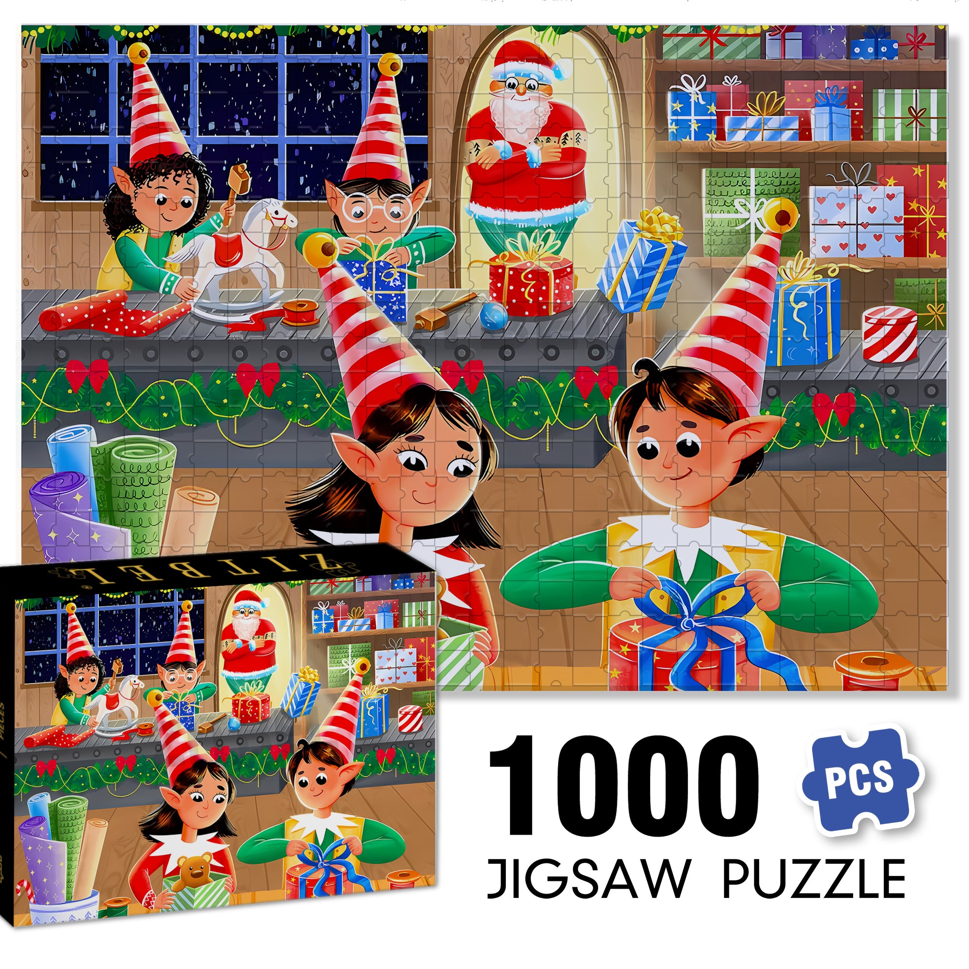 X'mas Cards 500pcs/1000pcs Jigsaw Puzzle, Scratch-Resistant, Interactive Family Game & Brain-Boosting DIY Decor, Perfect for Halloween, Christmas & New Year Gifts, Family Puzzle Game