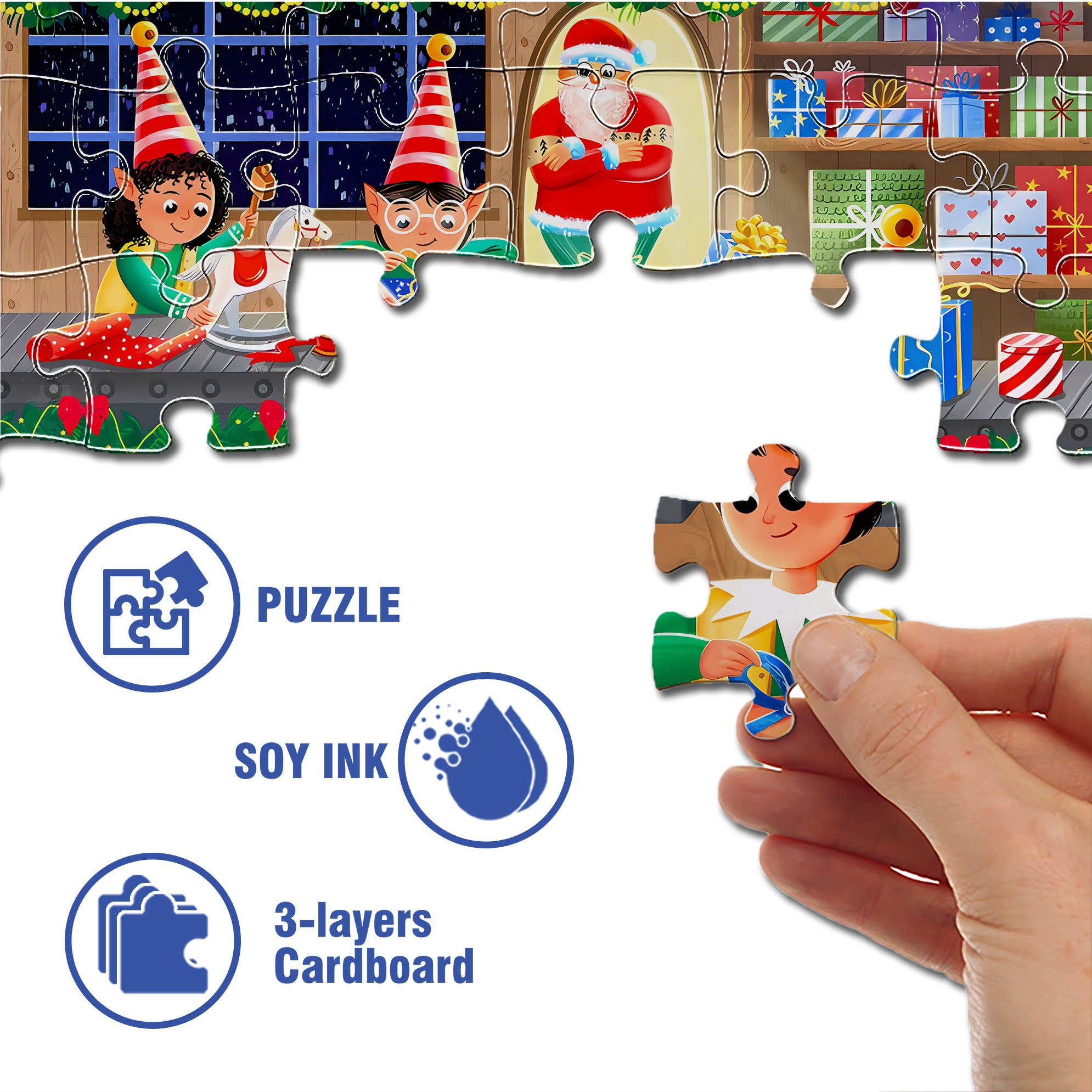 X'mas Cards 500pcs/1000pcs Jigsaw Puzzle, Scratch-Resistant, Interactive Family Game & Brain-Boosting DIY Decor, Perfect for Halloween, Christmas & New Year Gifts, Family Puzzle Game